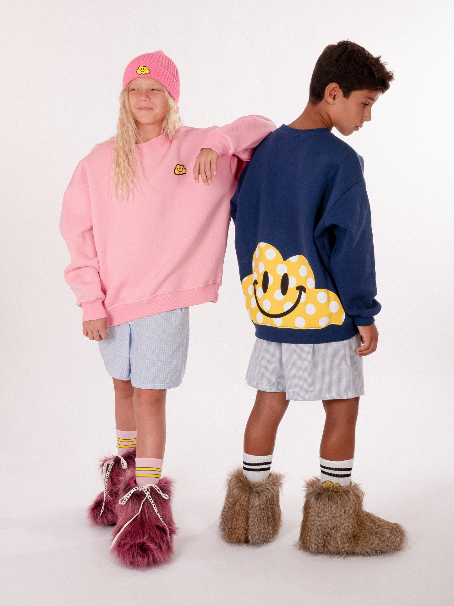 Pink sweatshirt for kids with yellow cloud