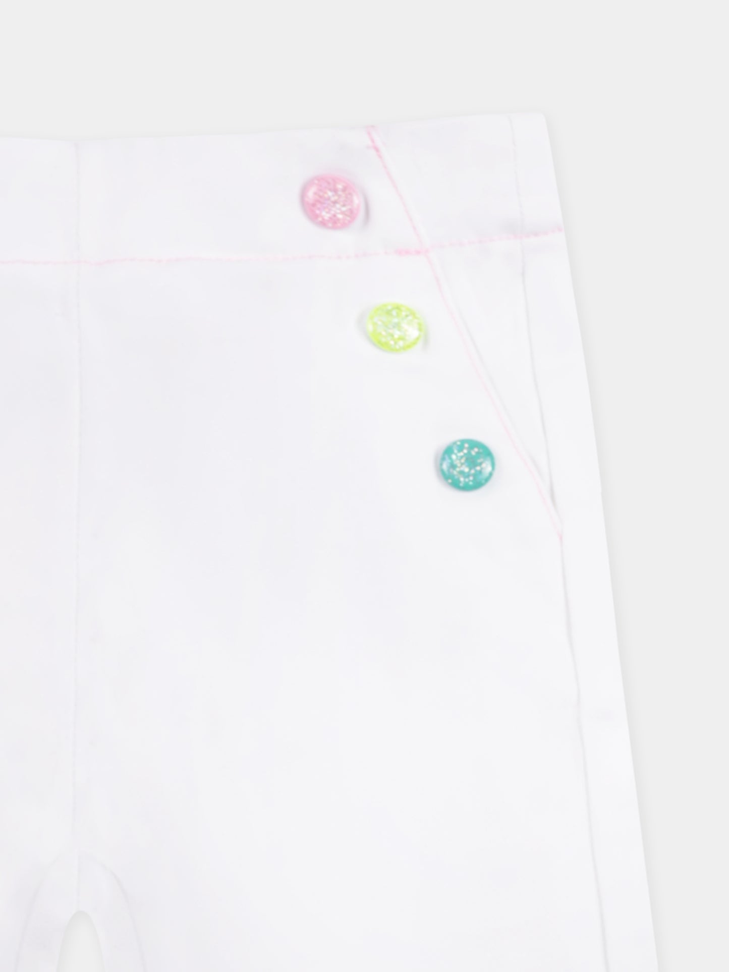 White trousers for girl with logo