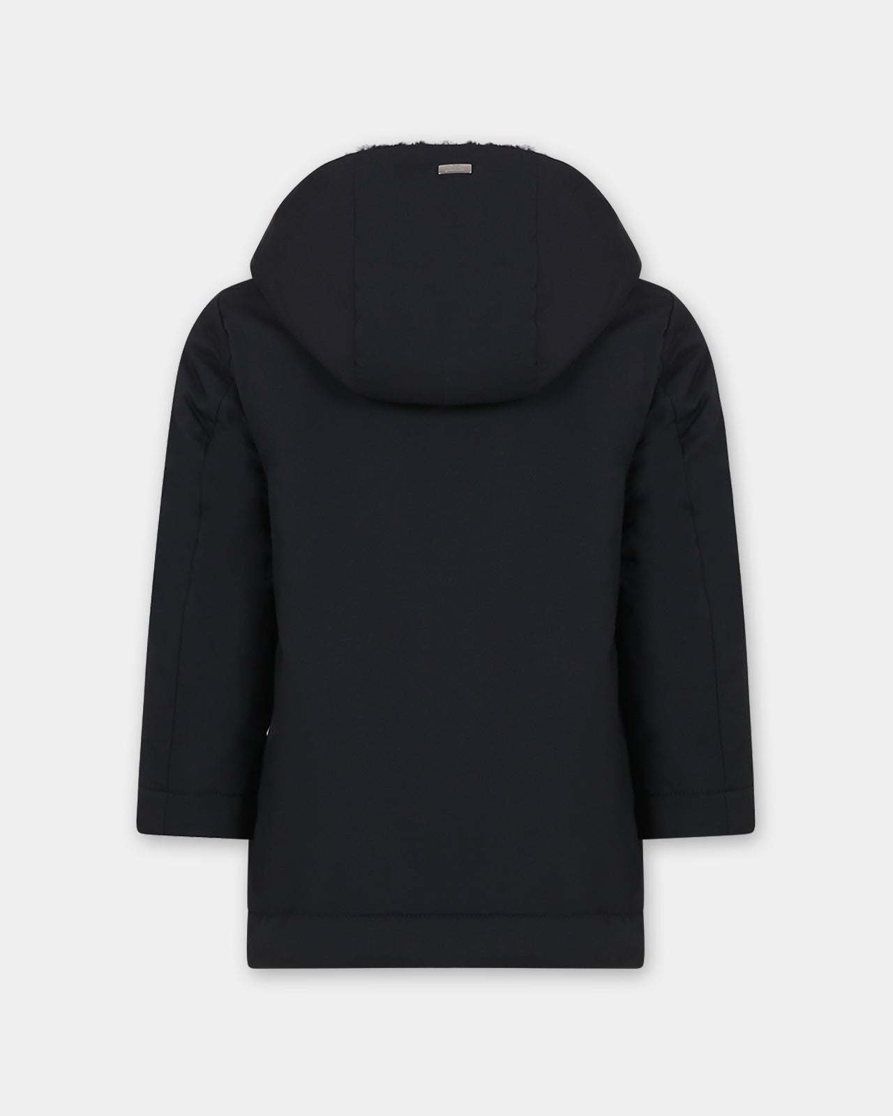 Black parka for boy with logo