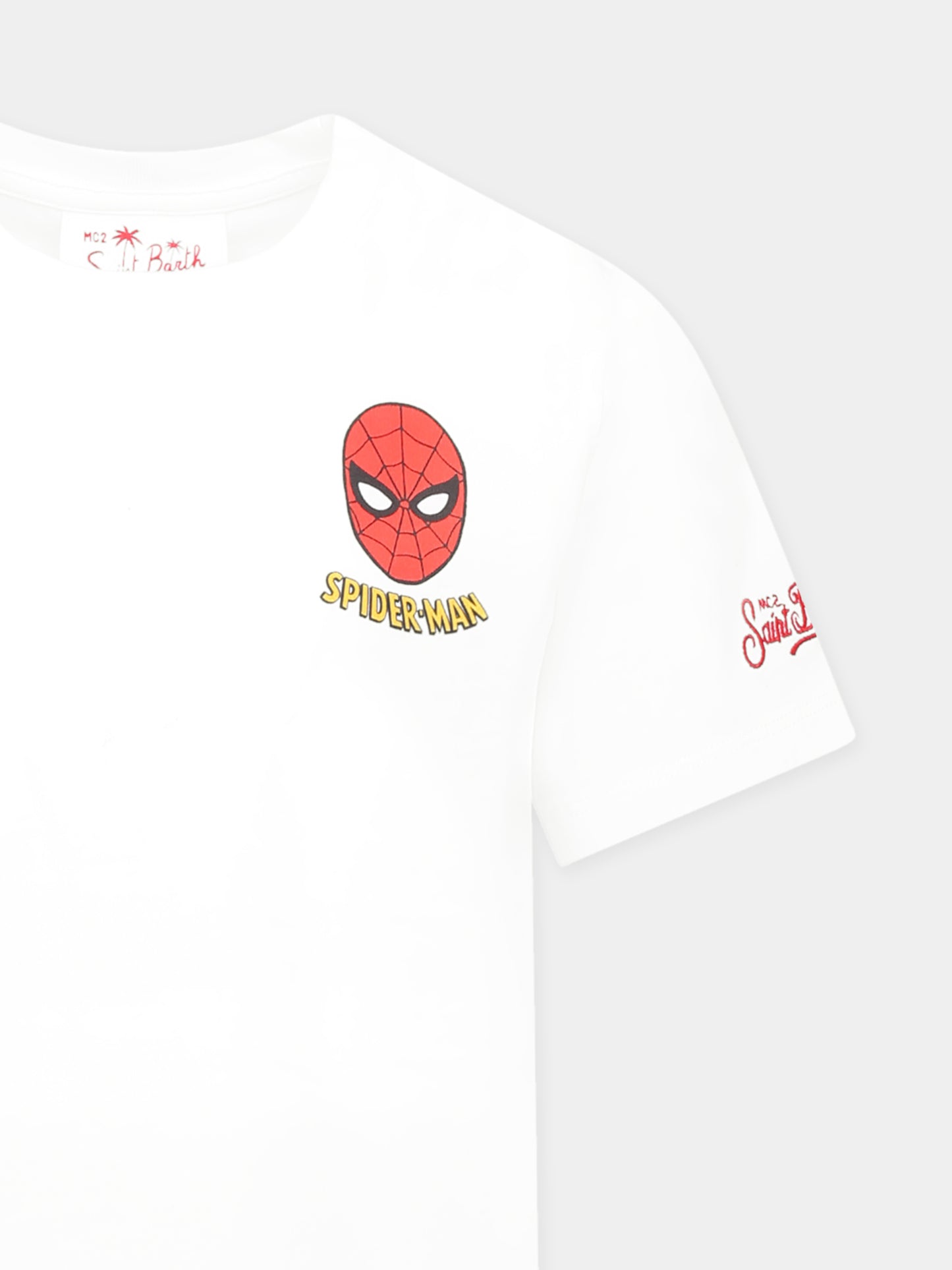 T-shirt bianca per bambino con Spiderman,Mc2 Saint Barth,TSH0001 03438H