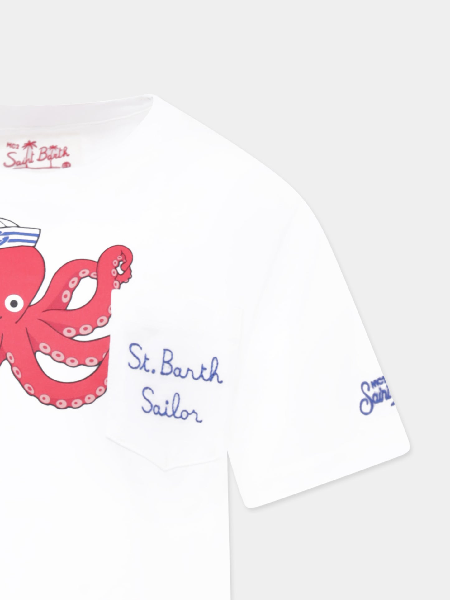 White t-shirt for boy with octopus