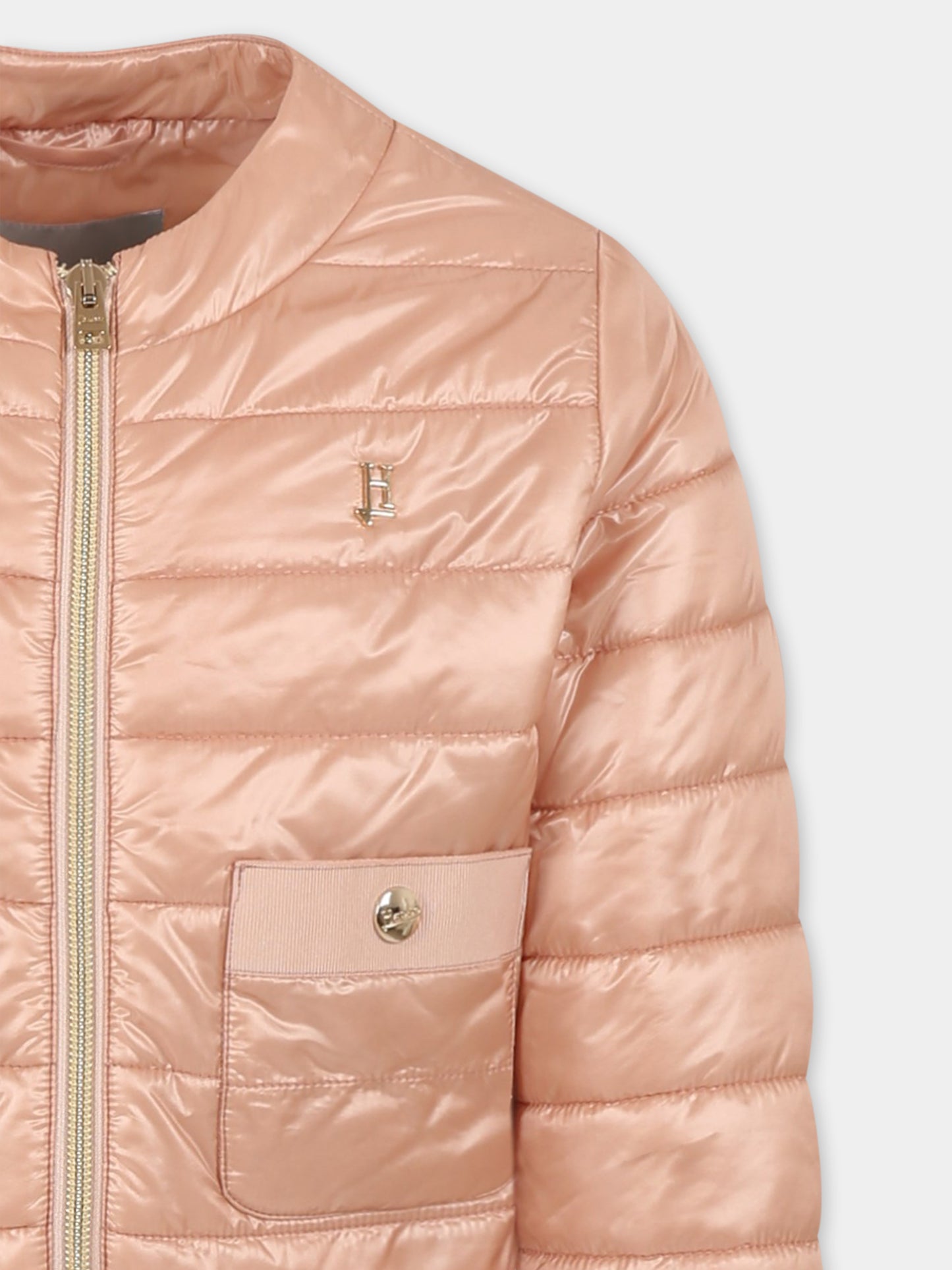 Piumino crop rosa per bambina con logo,Herno Kids,GI000090G 12017Z 4002