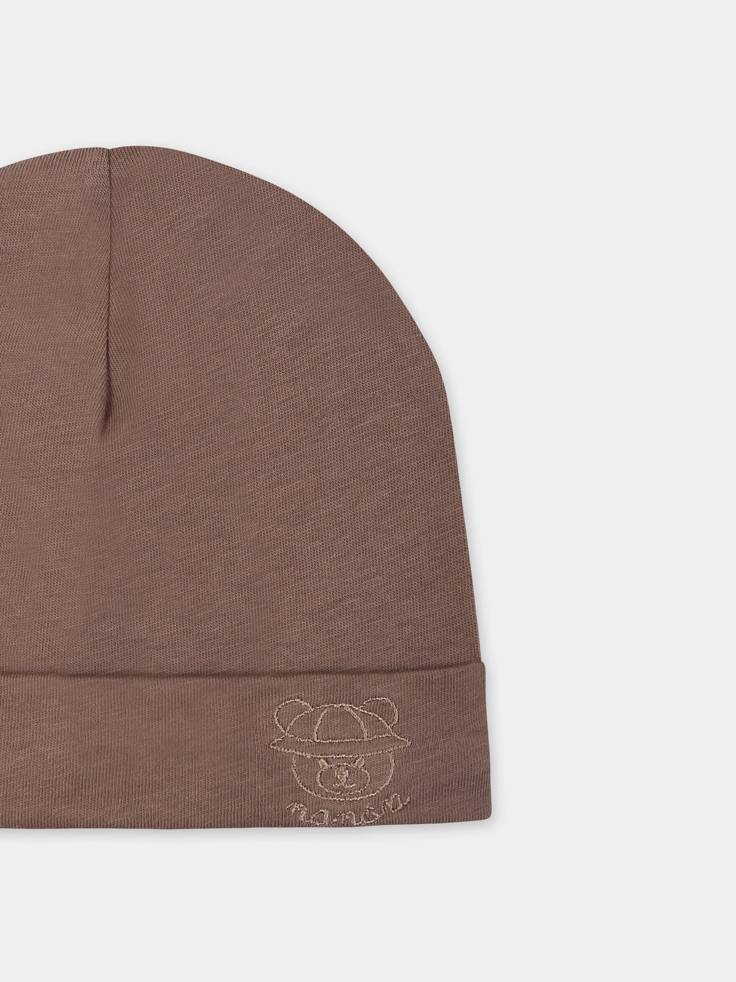 Cappello marrone per neonato con orsetto,Nanán,E25109M