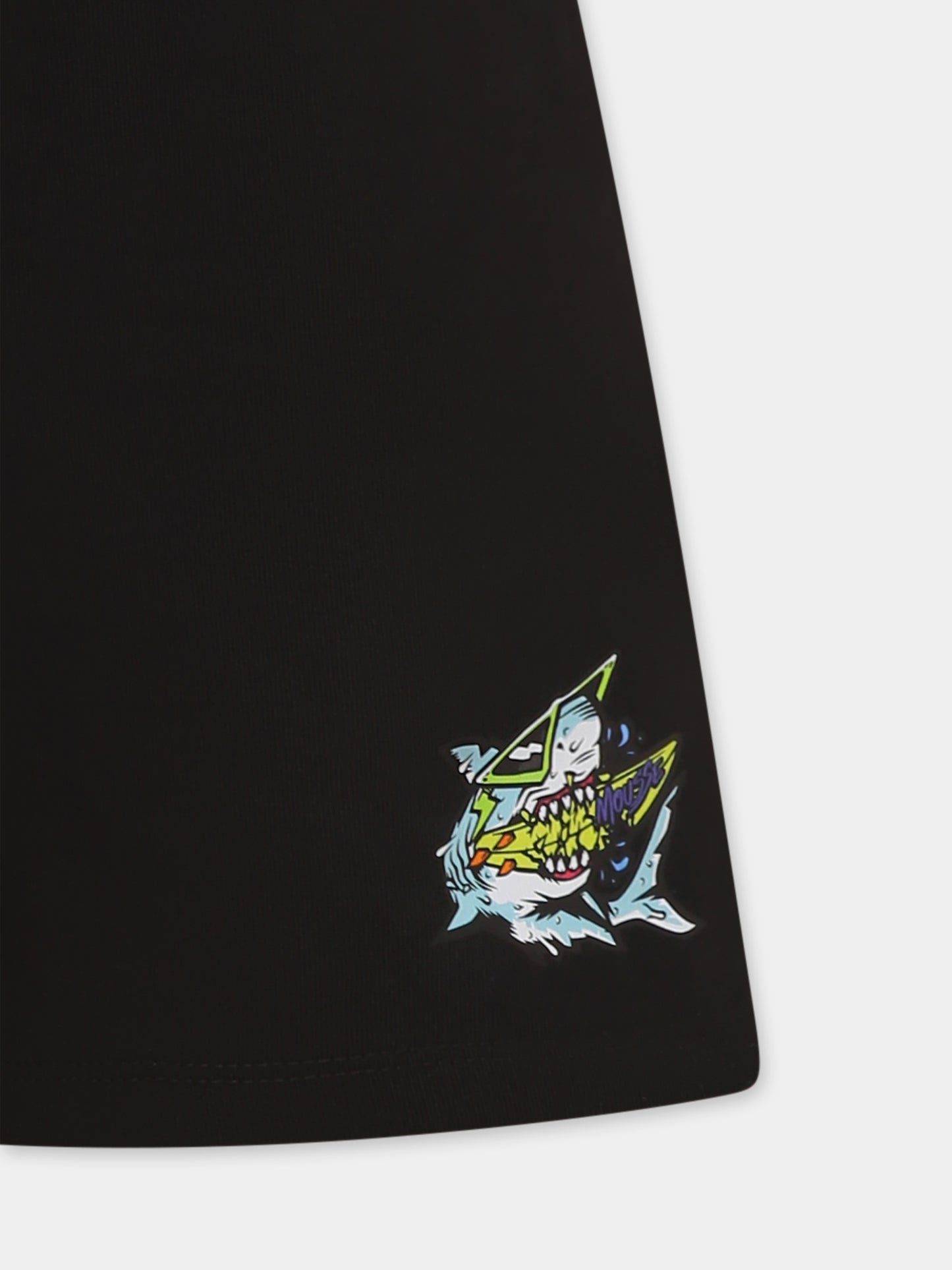 Shorts neri per bambino con squalo,Mousse Kids,SKBSF382B