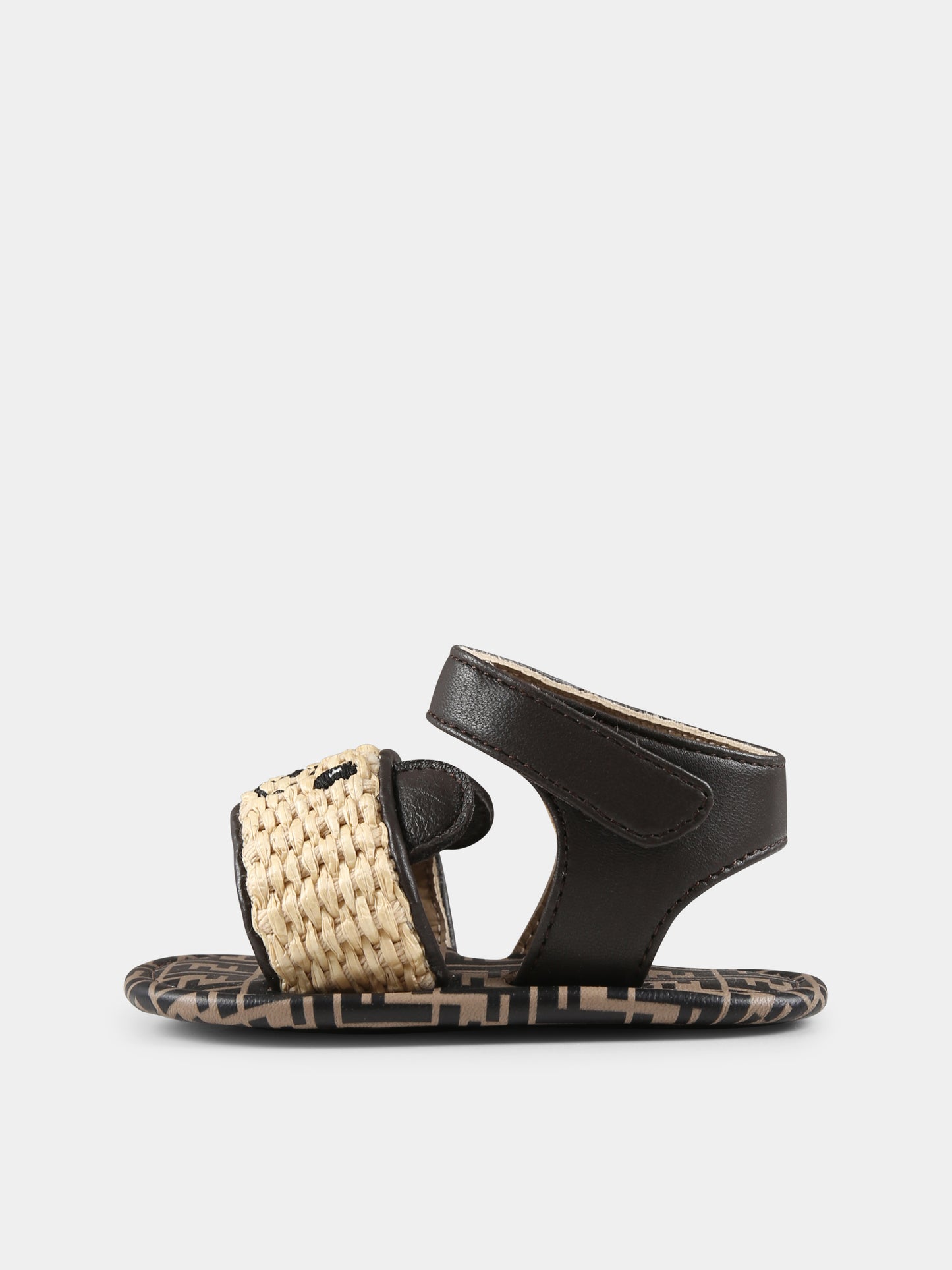Sandali marroni per neonata con orso,Fendi Kids,BUR103 AU2C F1SV2