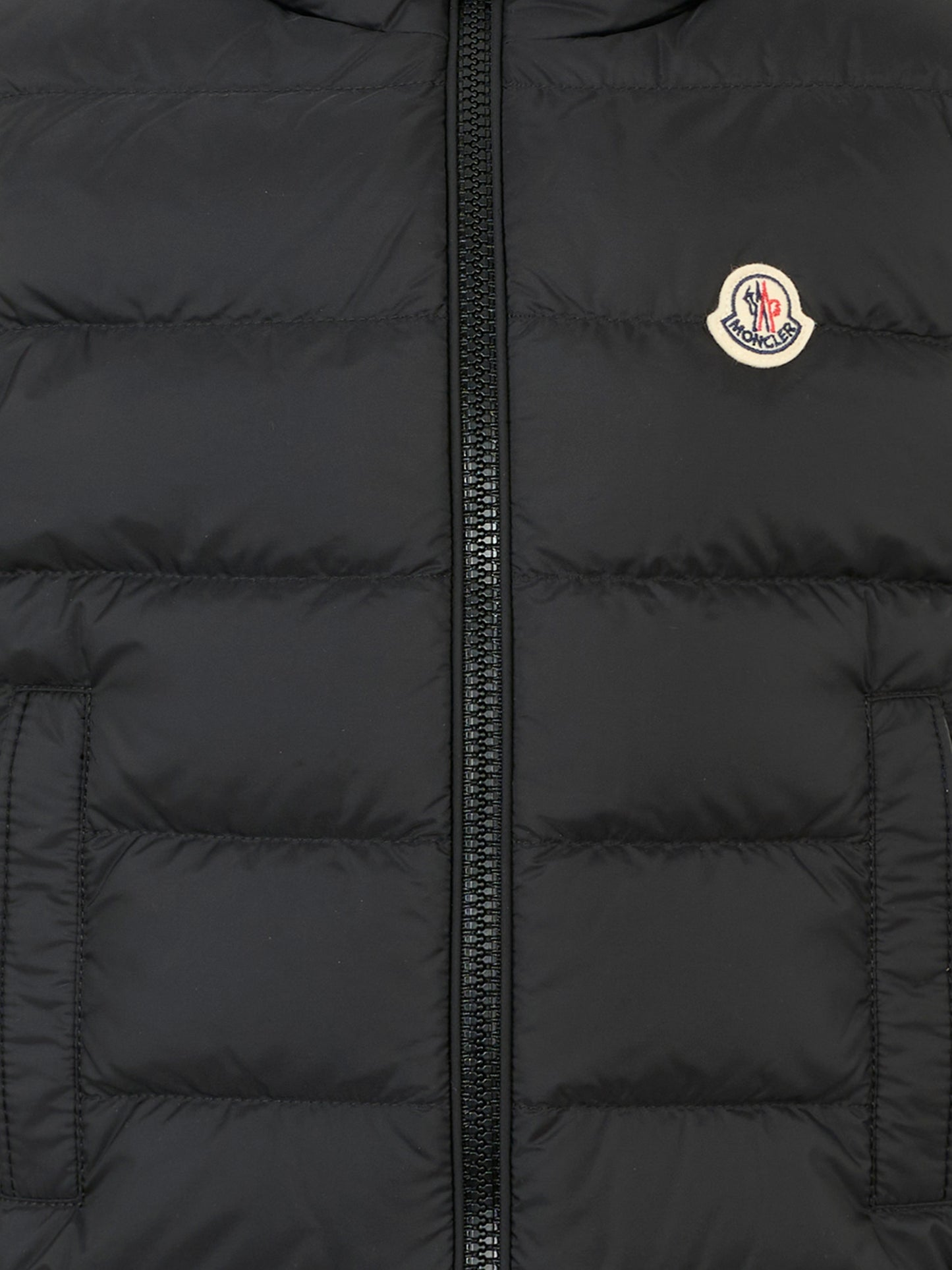 Gilet nero Fudo per bambino con patch logato,Moncler Kids,K2954 - 1A00029 - 53A5E 999
