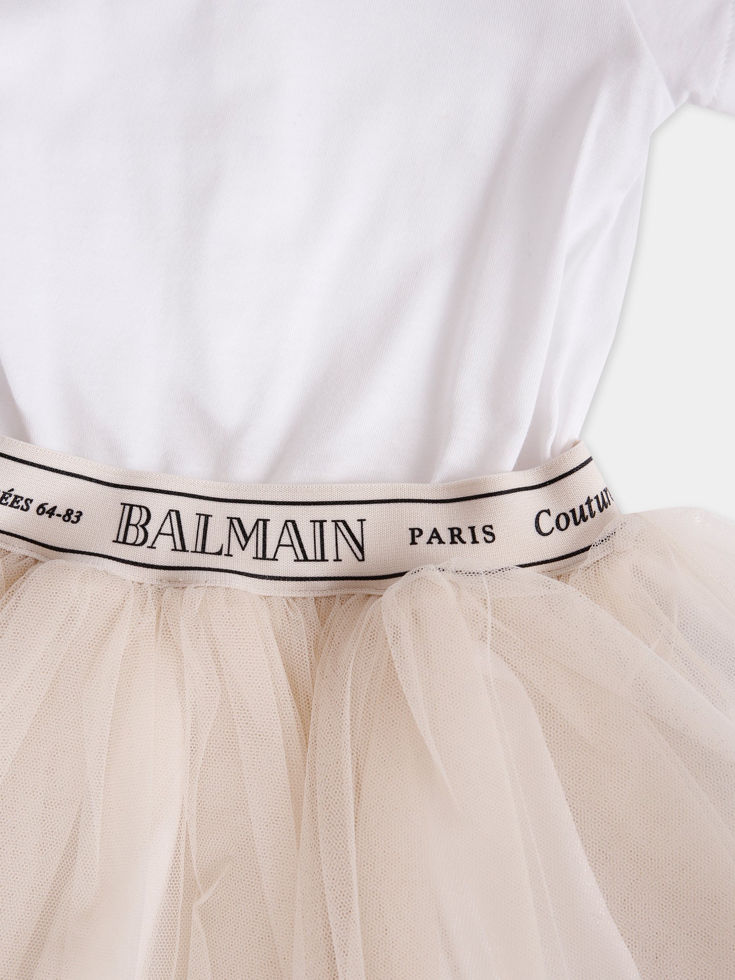 Vestito bianco per neonta con logo,Balmain Kids,BX1121-T0002 109BC