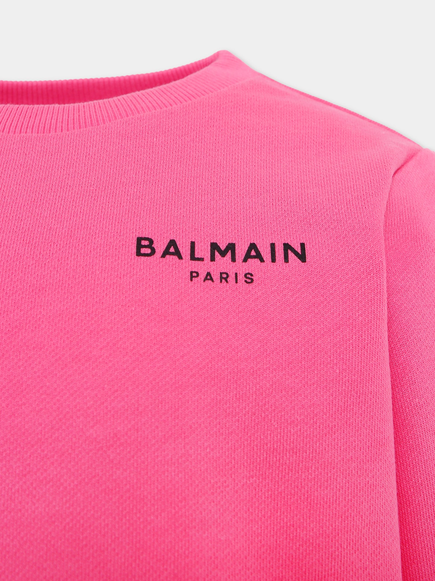 Felpa rosa per bambina con logo,Balmain Kids,BX4P30-Z3183 51PNE