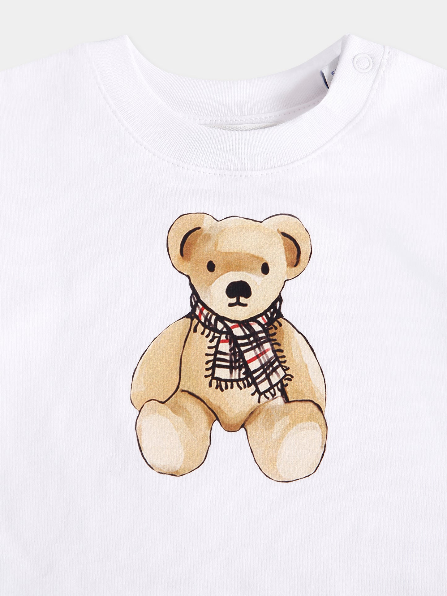 Tutina bianca per neonati con orsetto,Burberry Kids,8109292 A1464