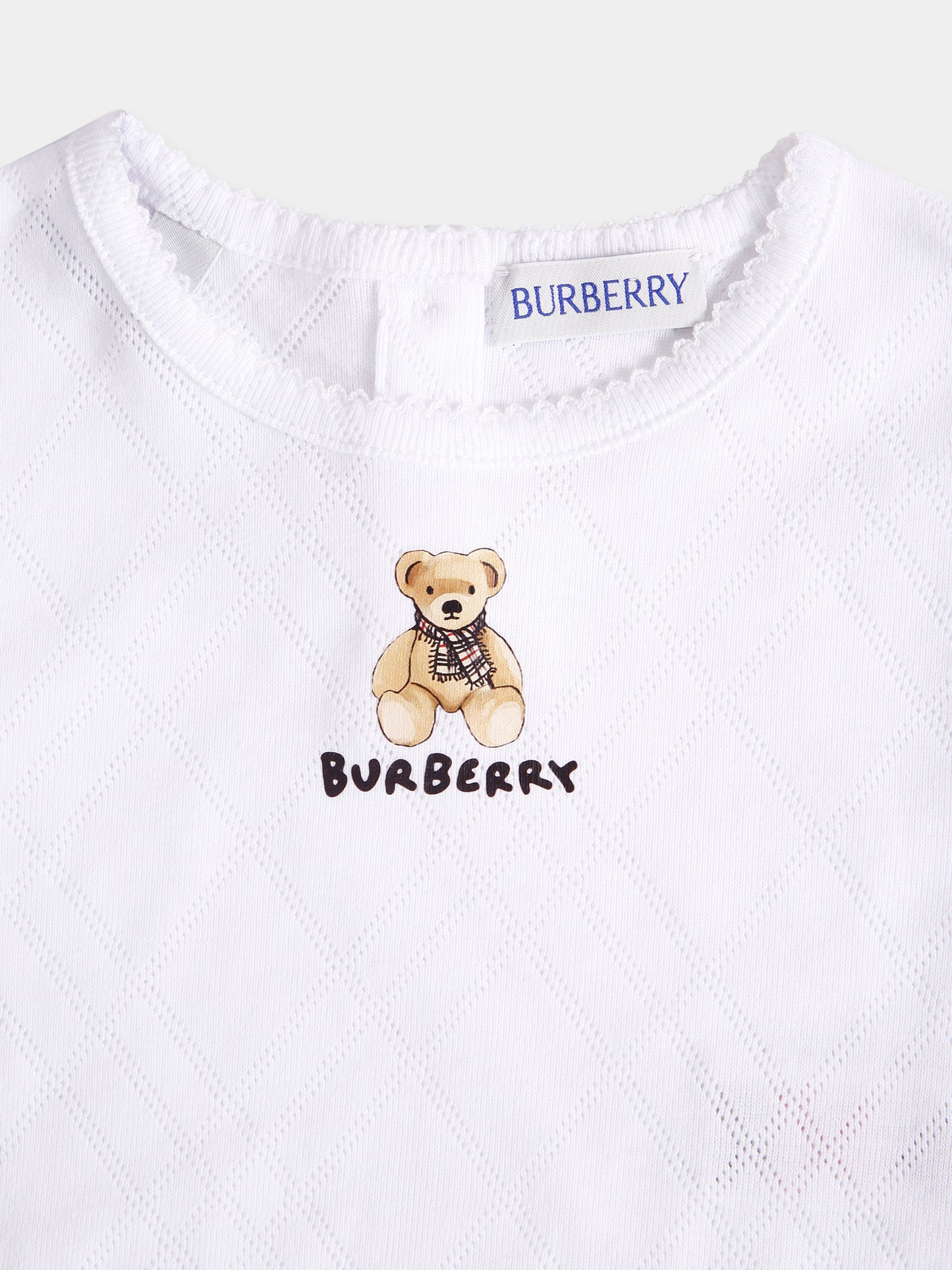 T-shirt bianca per neonata con orsetto e logo,Burberry Kids,8112514 A1464