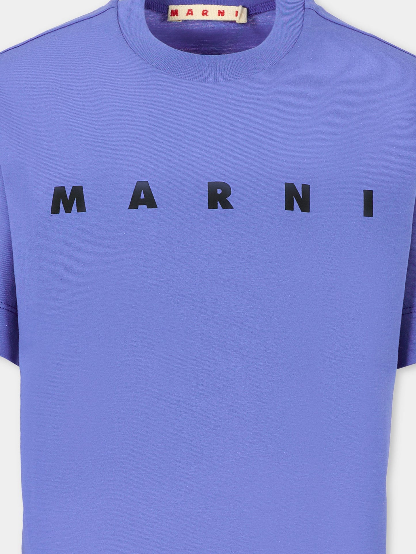T-shirt blu per bambini con logo nero,Marni Kids,M002MV M00RF 0M856