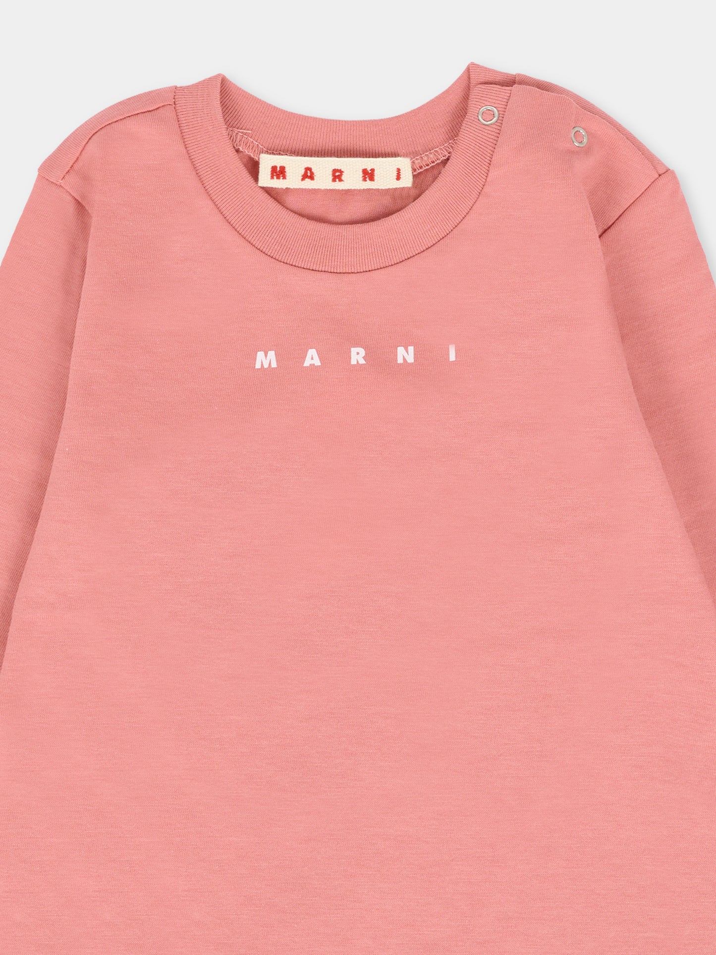 T-shirt rosa per neonata con logo,Marni Kids,M01529 M00RF 0M350