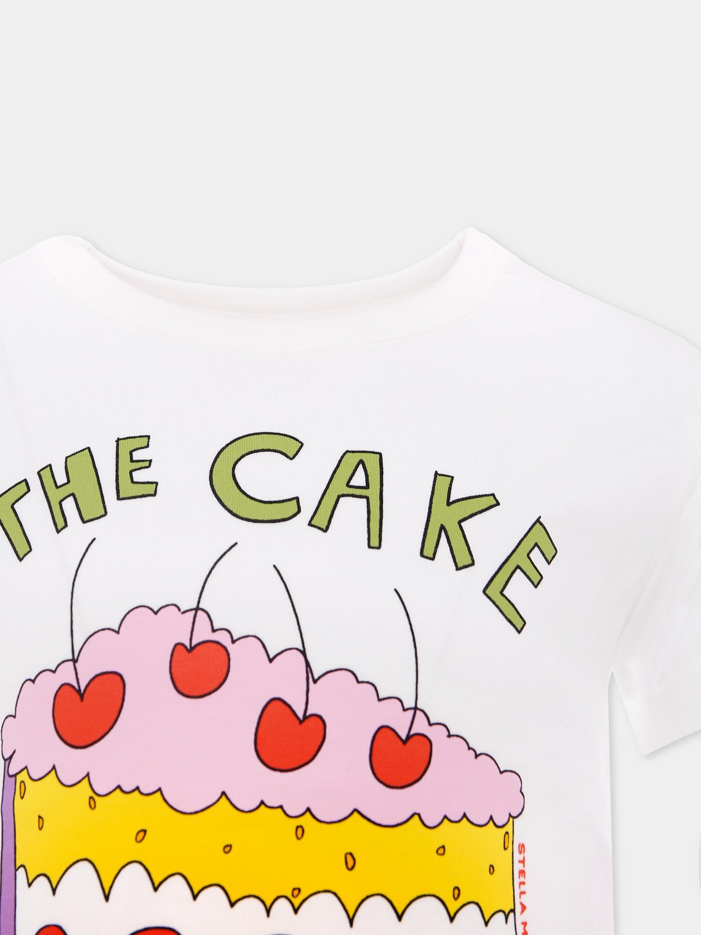 Ivory T-shirt for girl with cake and logo