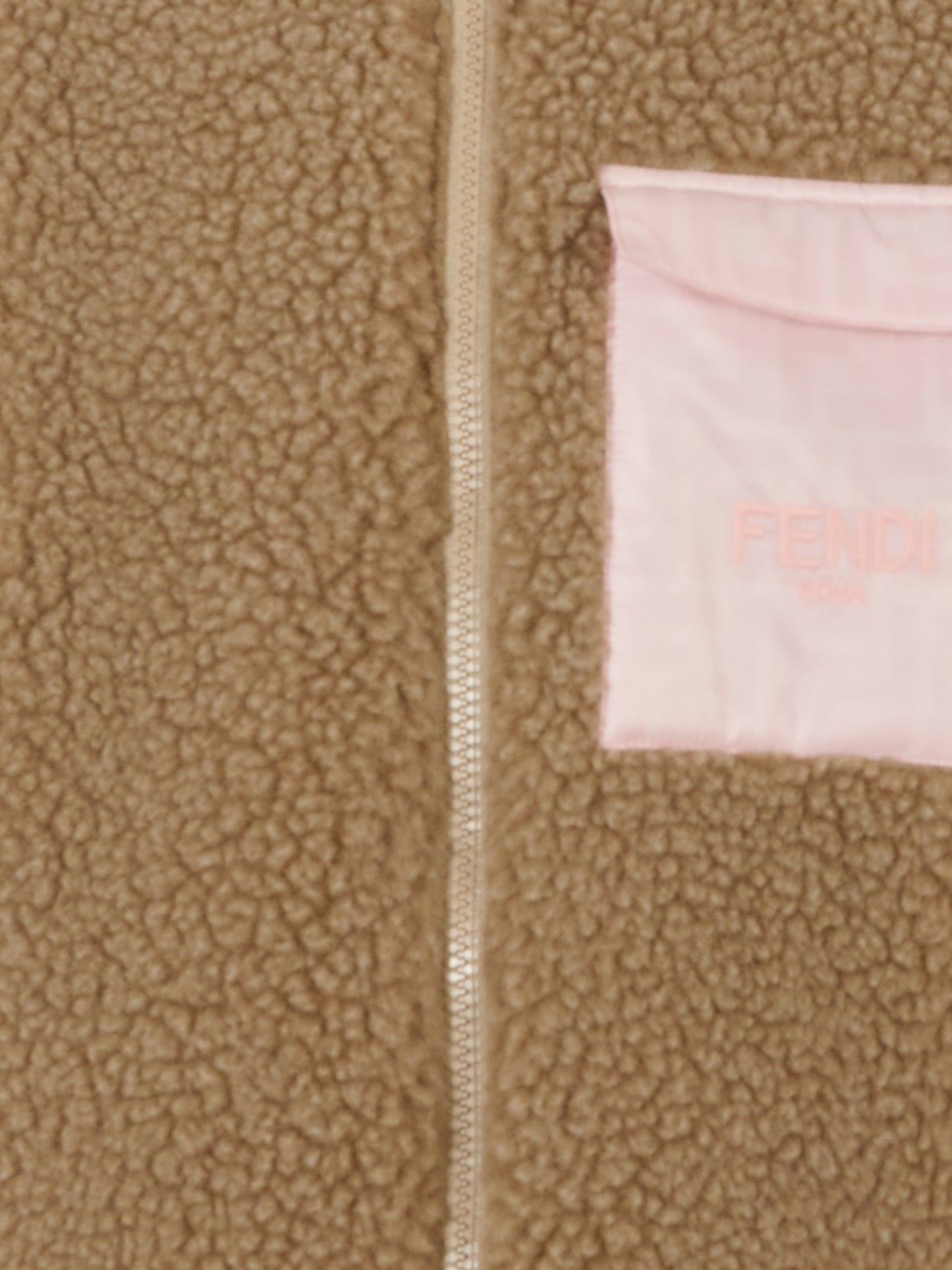 Ecopelliccia marrone per bambina con logo,Fendi Kids,JUA248 AUKQ F1S9S