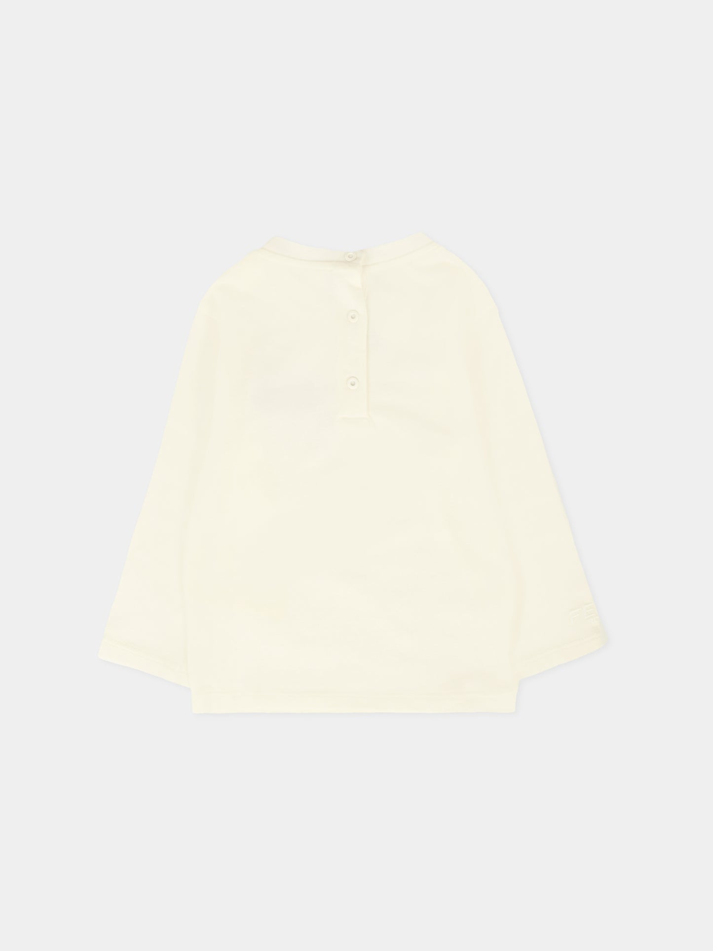 T-shirt bianca per neonati con iconico orsetto,Fendi Kids,BUI103 ST8 F0TU9