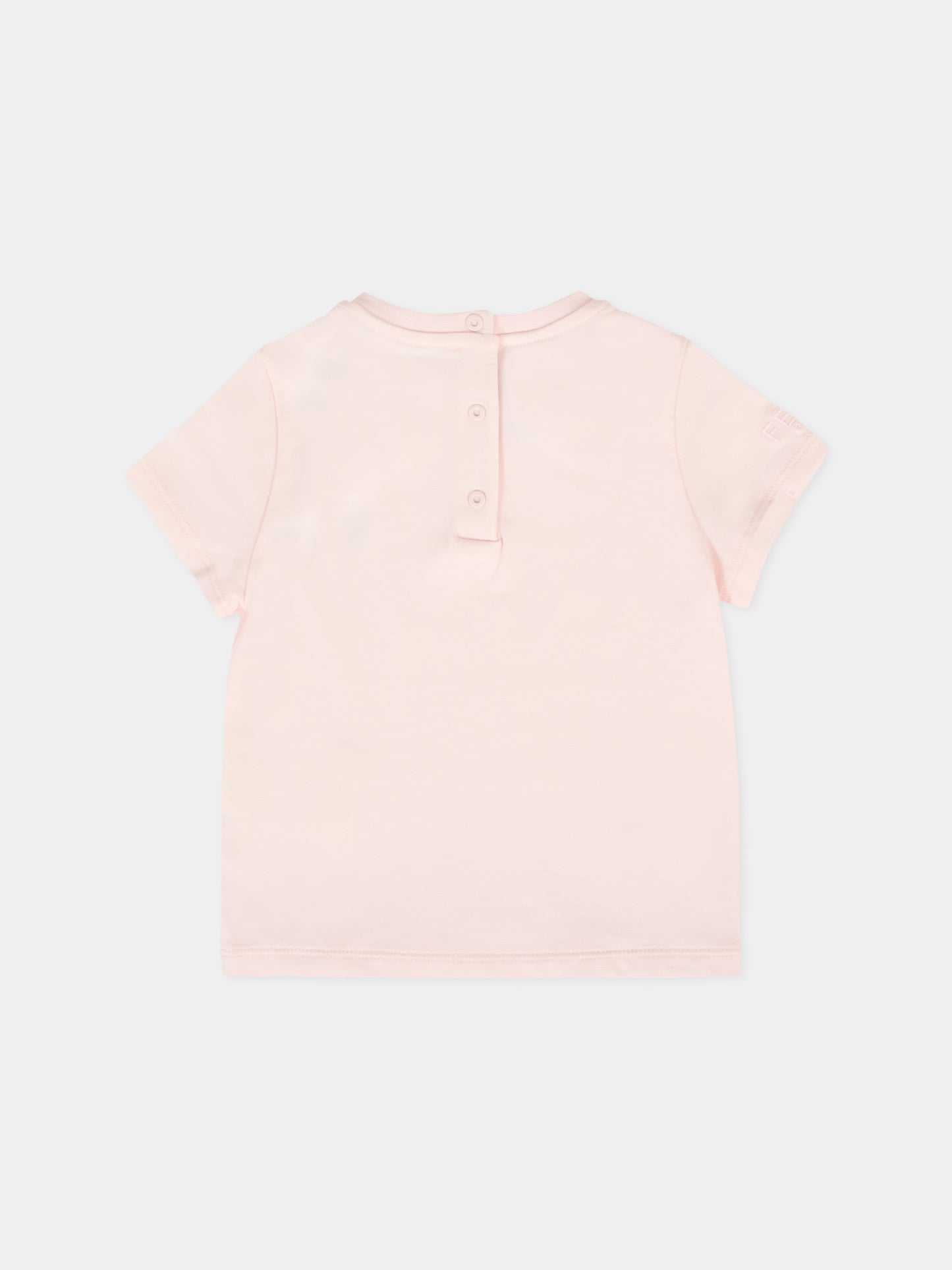 T-shirt rosa per neonata con orsetto Fendi,Fendi Kids,BUI100 ST8 F0C11