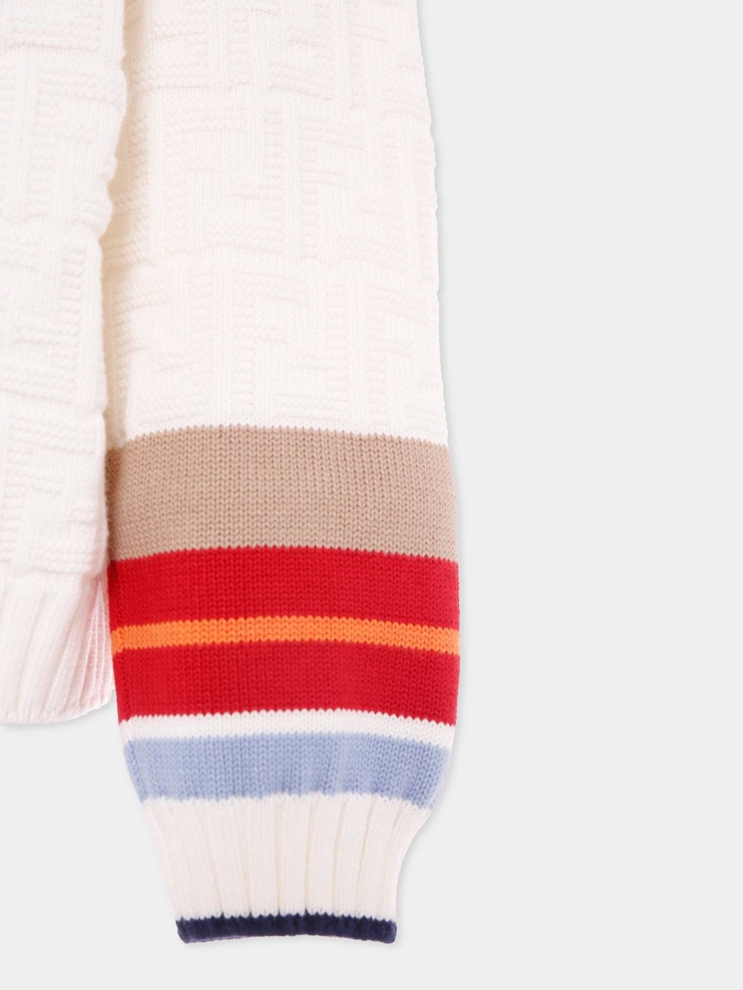 Cardigan avorio con FF all-over per bambini,Fendi Kids,JMG130 AUKN F0TU9