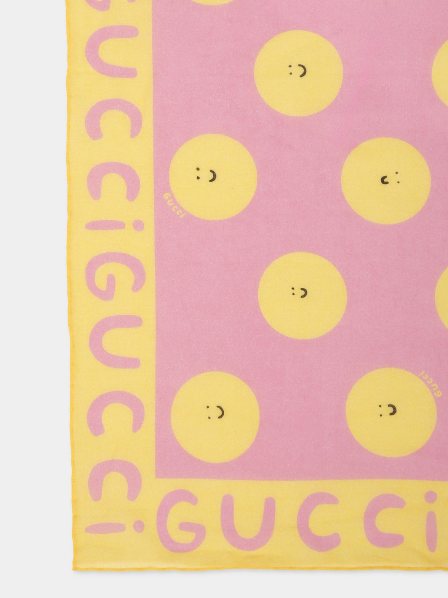 Sciarpa rosa per bambina con sole sorridente,Gucci Kids,831946 4K427 5875