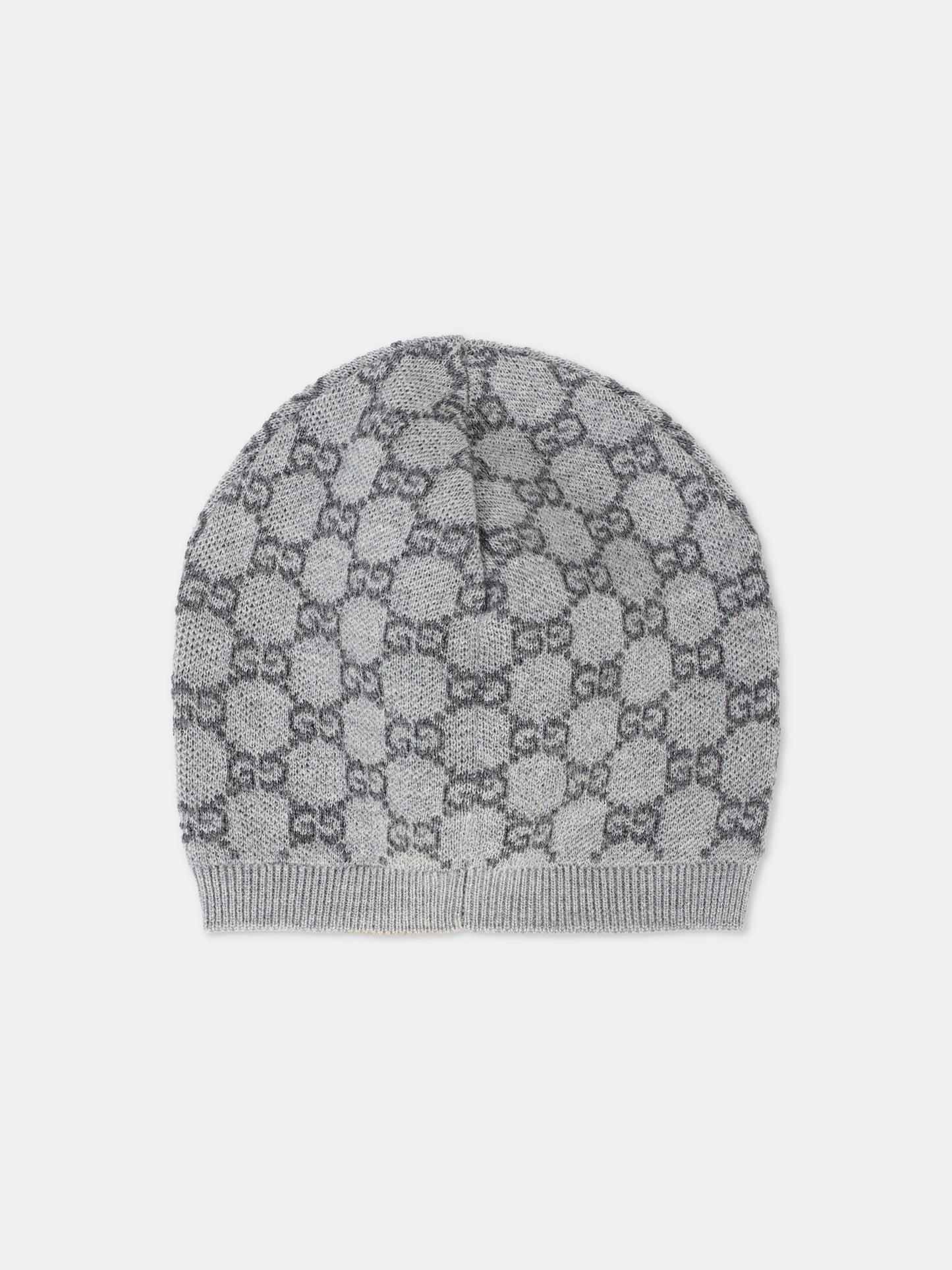 Berretto grigio per neonati con motivo GG,Gucci Kids,835336 3K206 1261