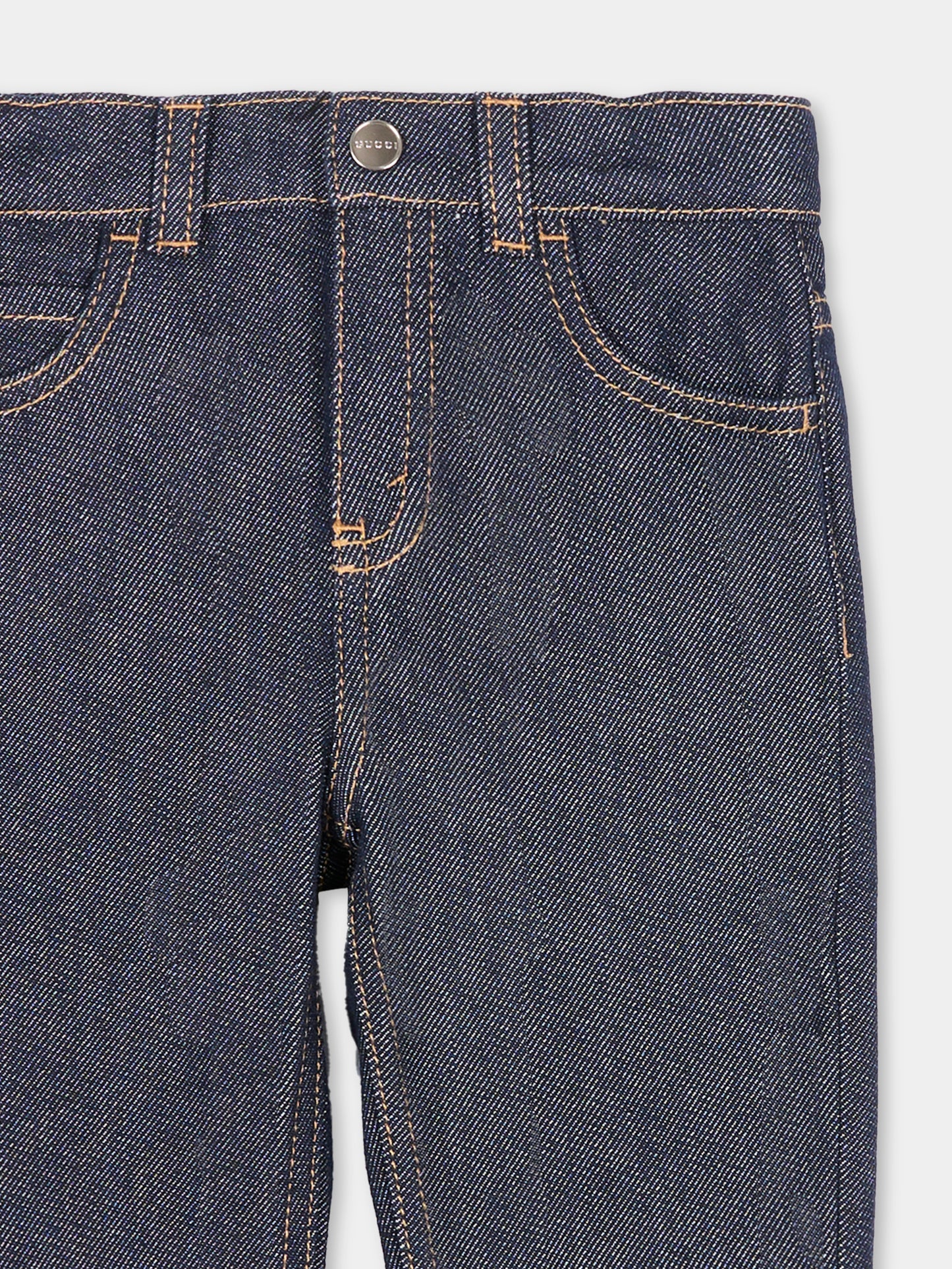 Jeans denim per neonati con dettaglio Web,Gucci Kids,830721 XDDCE 4759
