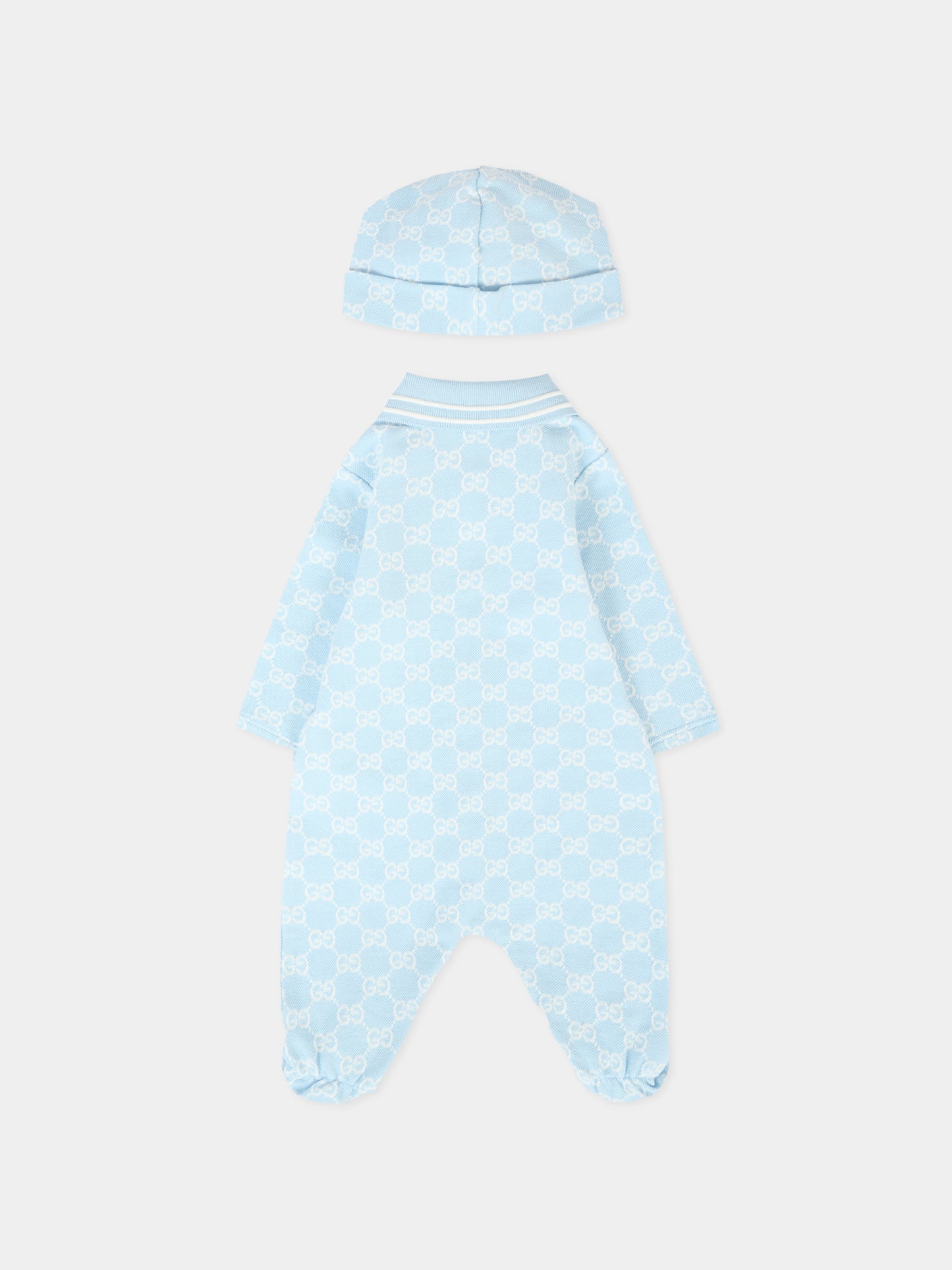 Set azzurro per neonato con motivo GG,Gucci Kids,825169 XJHA9 4914