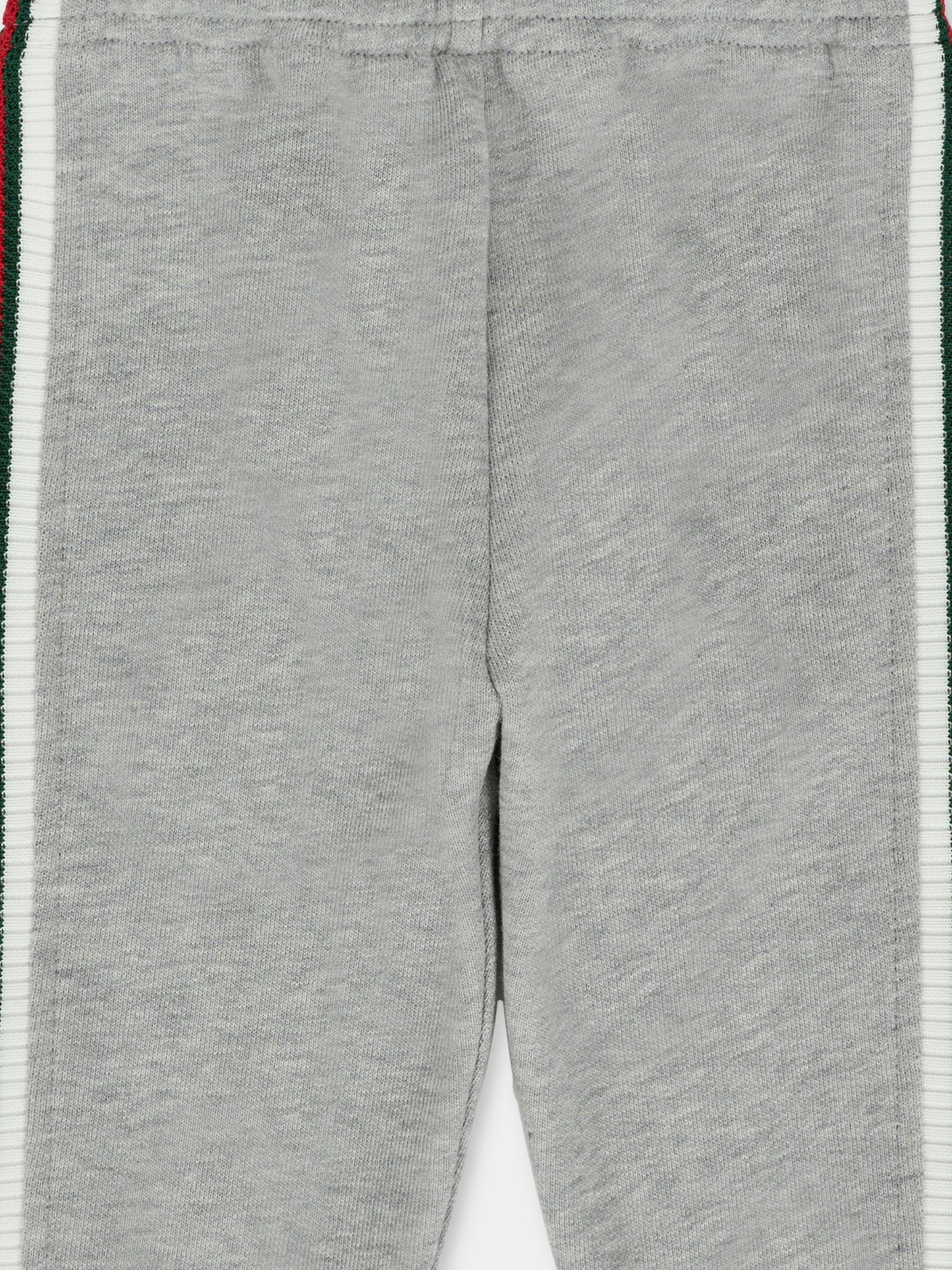 Pantaloni grigi per neonato con dettaglio Web,Gucci Kids,825186 XJHAQ 1183