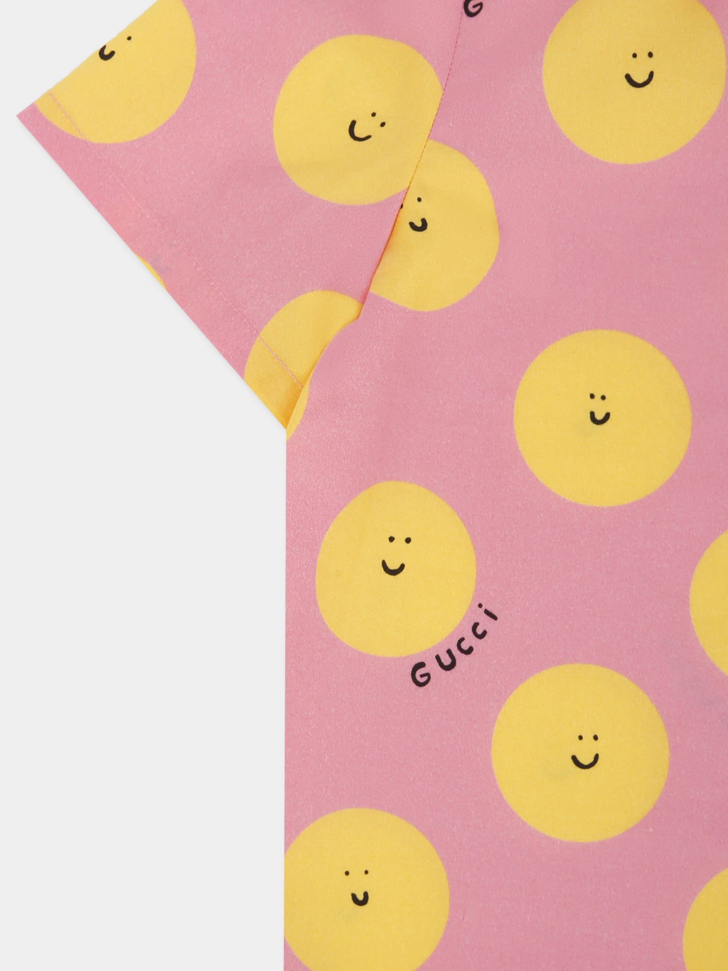Camicia rosa per neonata con sole sorridente,Gucci Kids,831749 XWA5M 5975