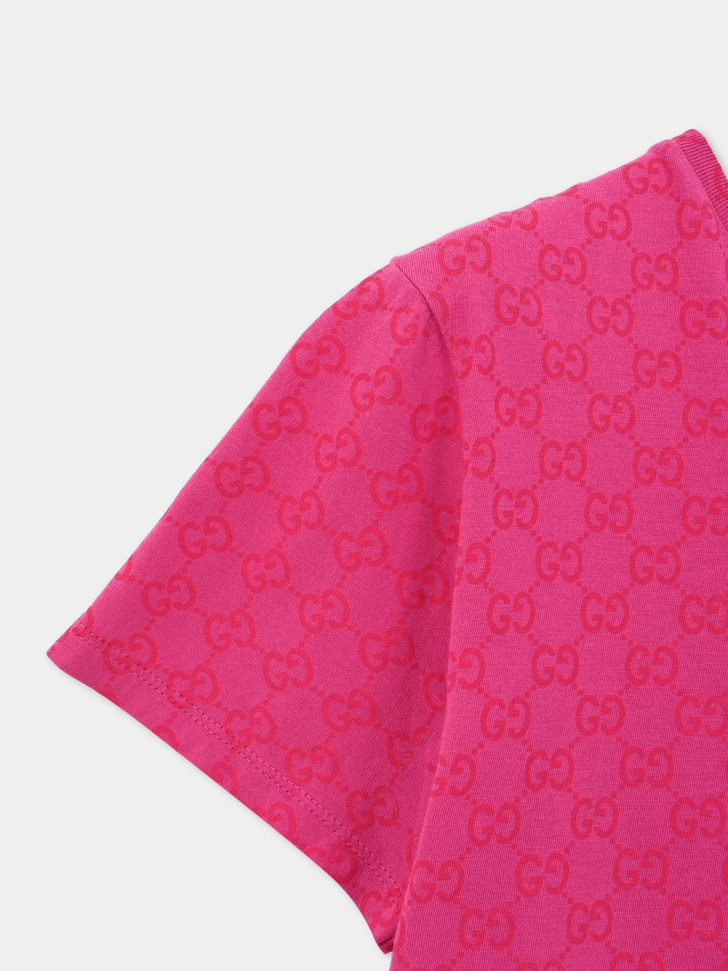 T-shirt fucsia per bambina con motivo GG,Gucci Kids,610190 XJHE8 5015