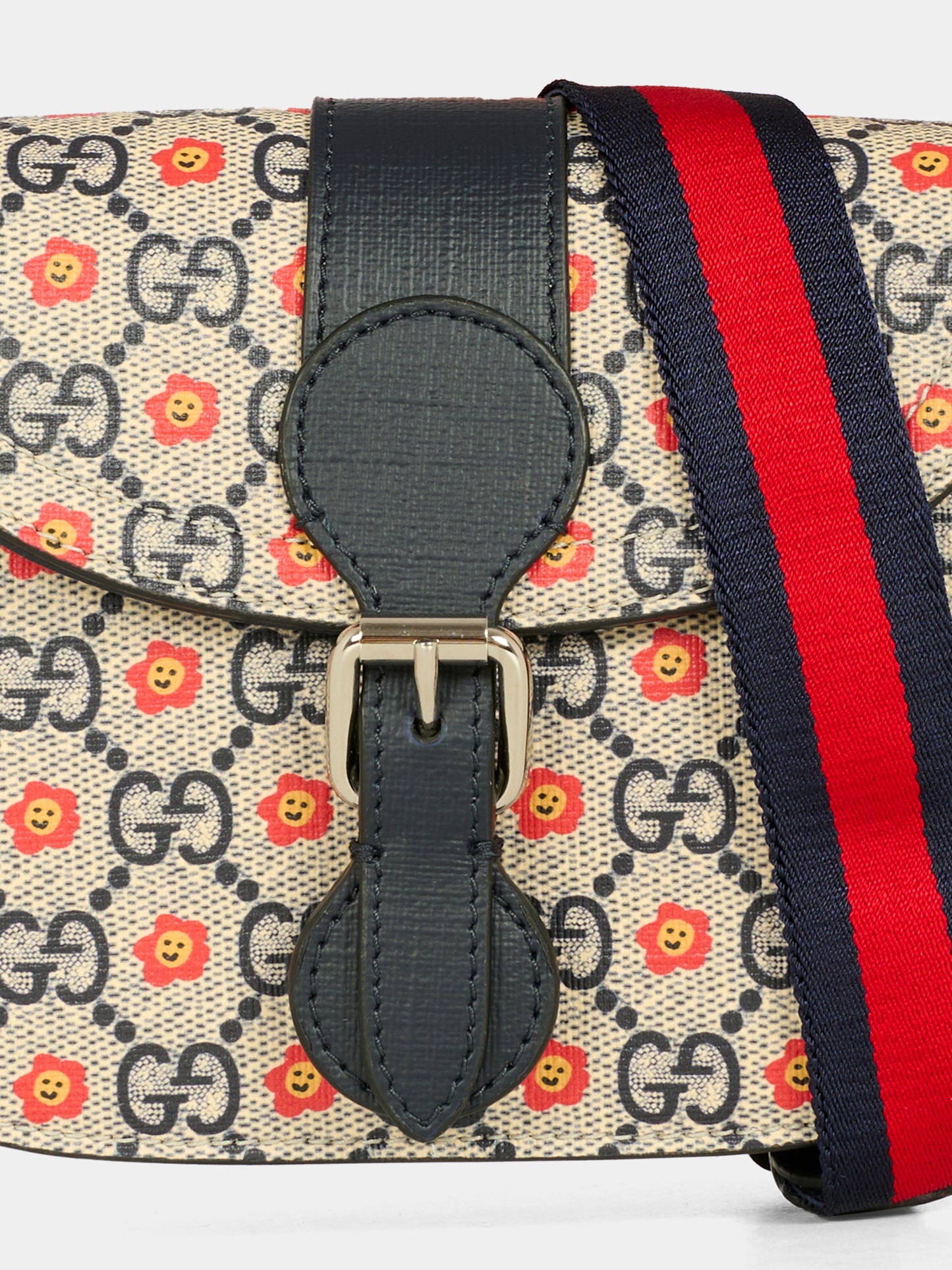 Marsupio blu per bambina con fiori,Gucci Kids,835822 FAEYW 8557