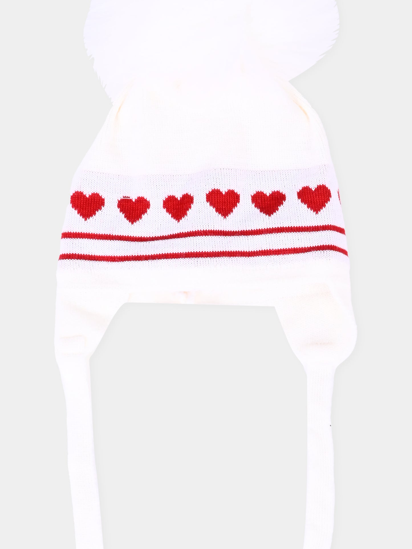 Berretto bianco per neonata con cuori,Monnalisa,39F009 6079 0143