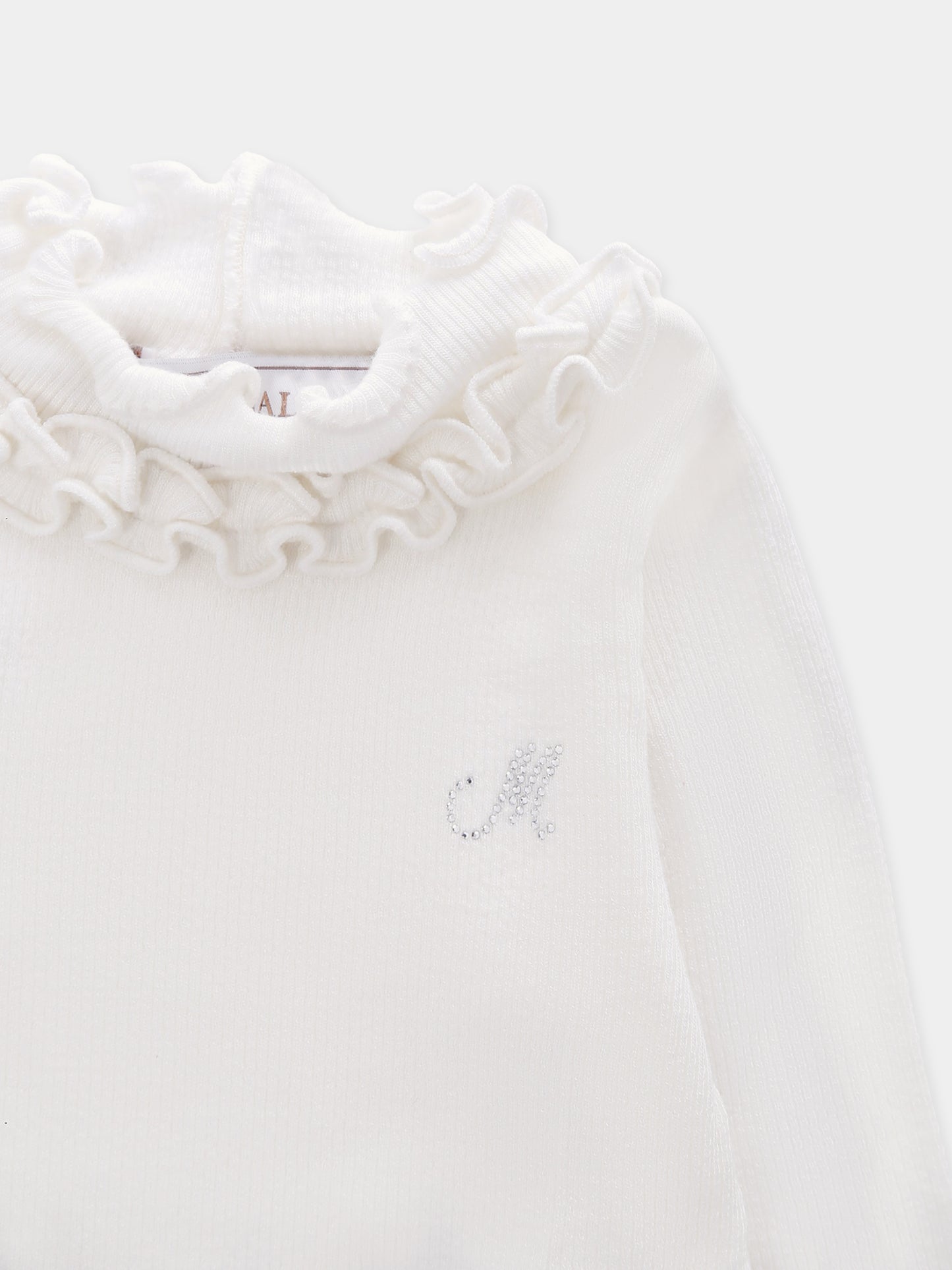 Dolcevita bianco per neonata con logo,Monnalisa,37F600 6212 0001