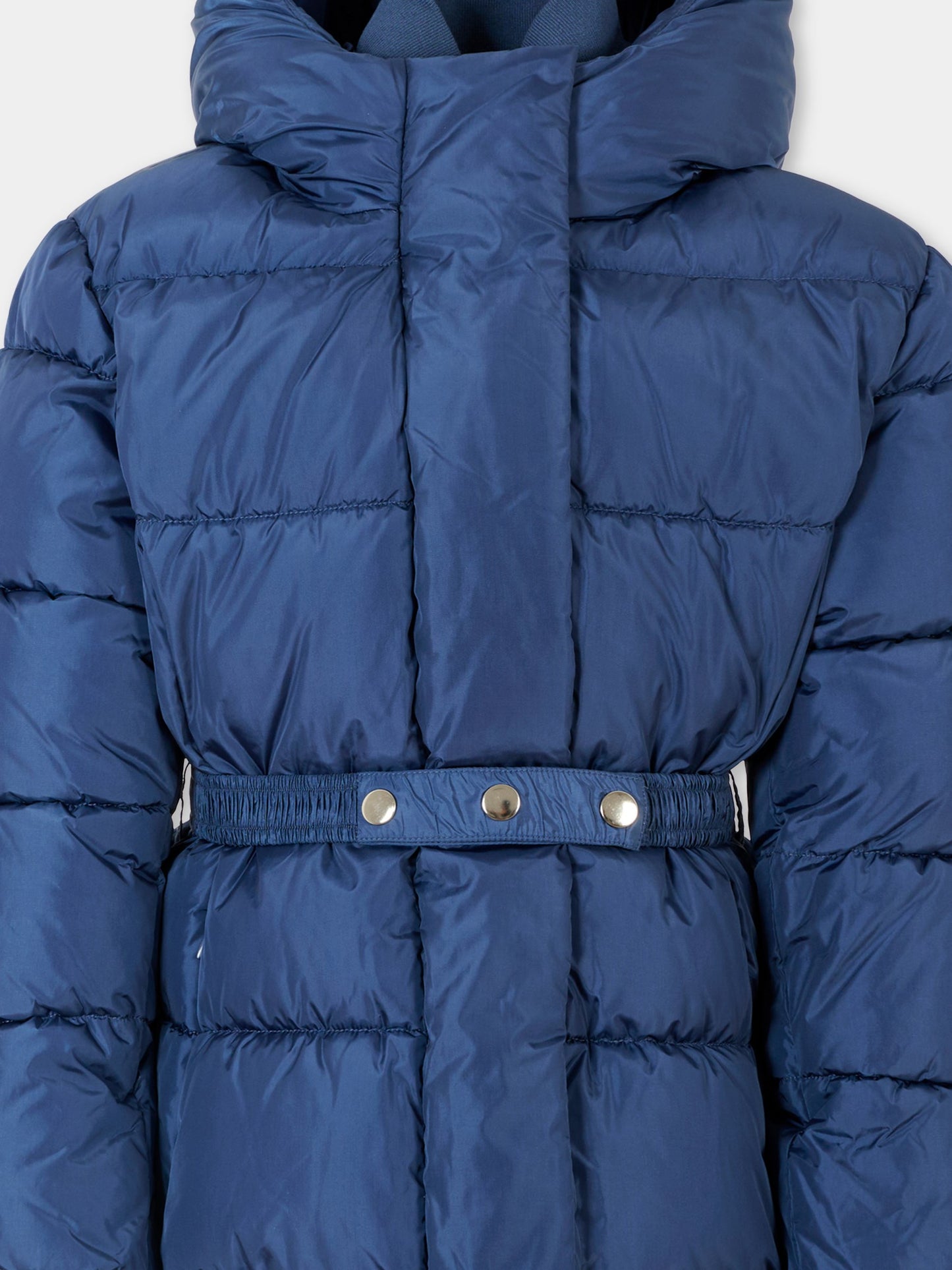 Piumino blu per bambina con logo,Monnalisa,17F101 6020 056D