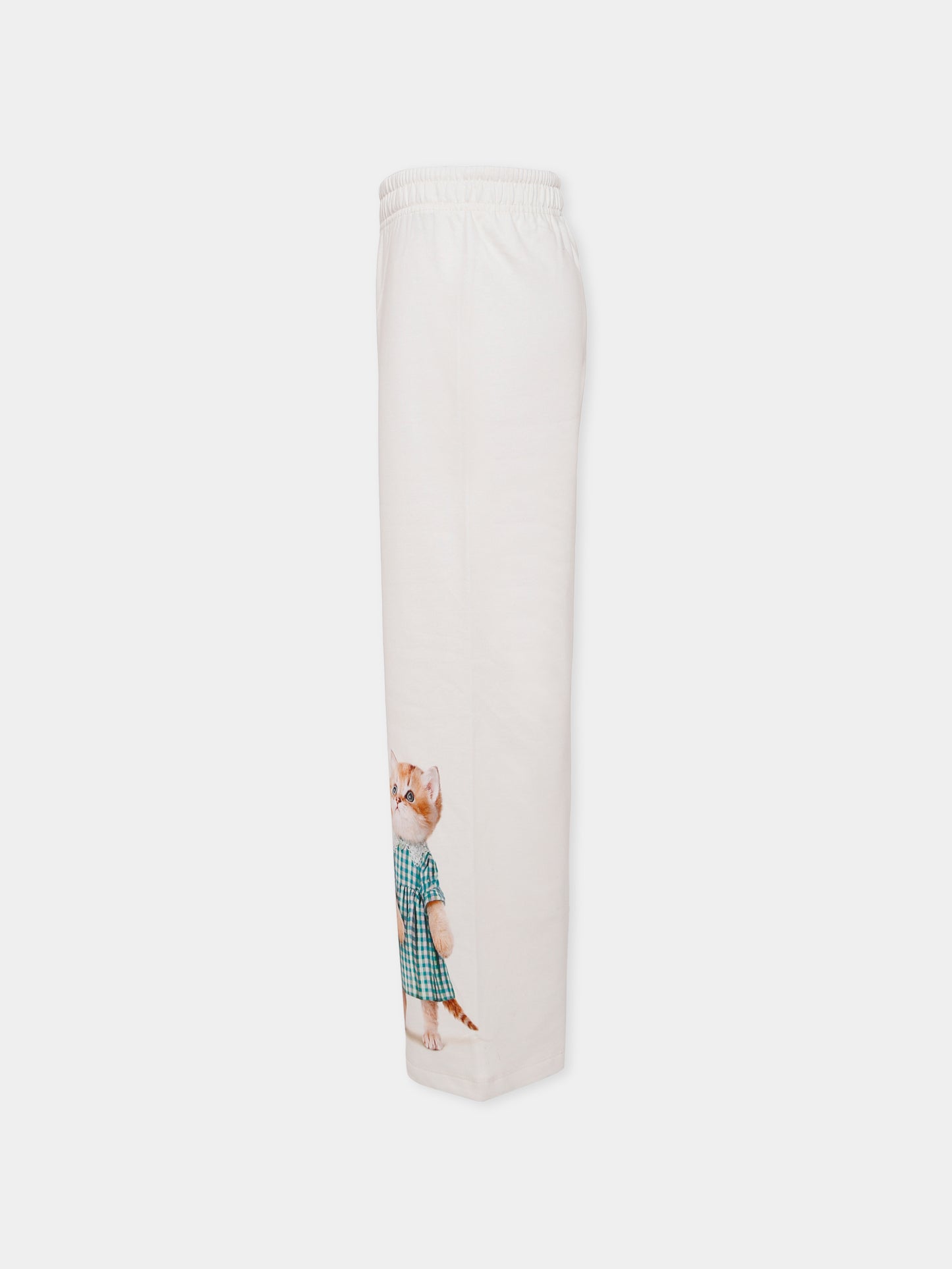 Pantaloni Aurita avorio per bambina con gatto e cane,Molo,2W25I205 9733