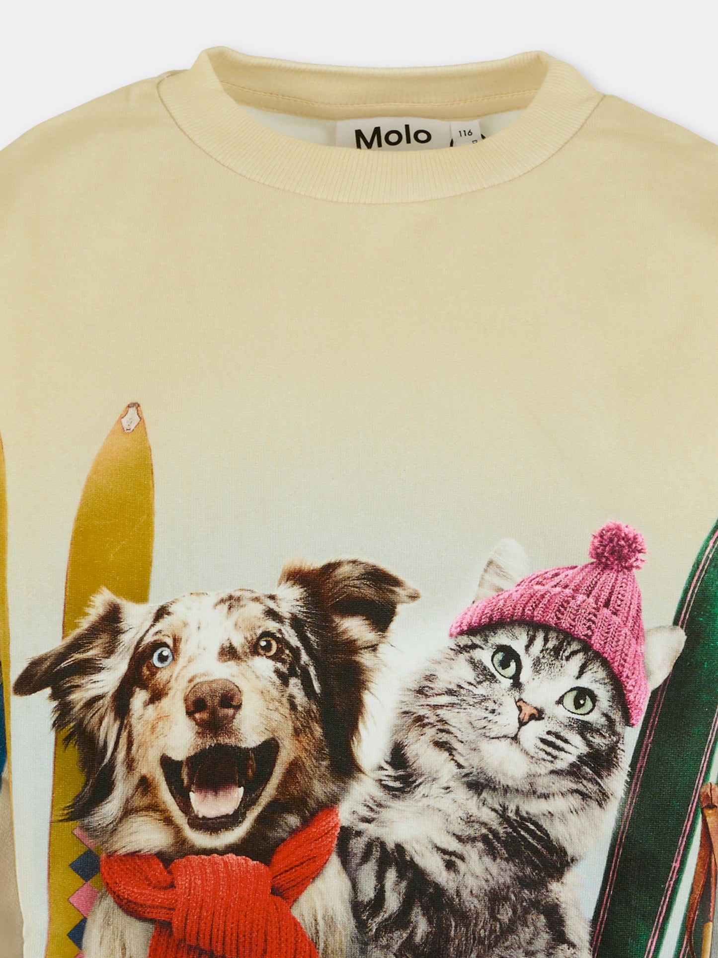 Felpa beige per bambini con cane e gatto,Molo,2W25J211 9707
