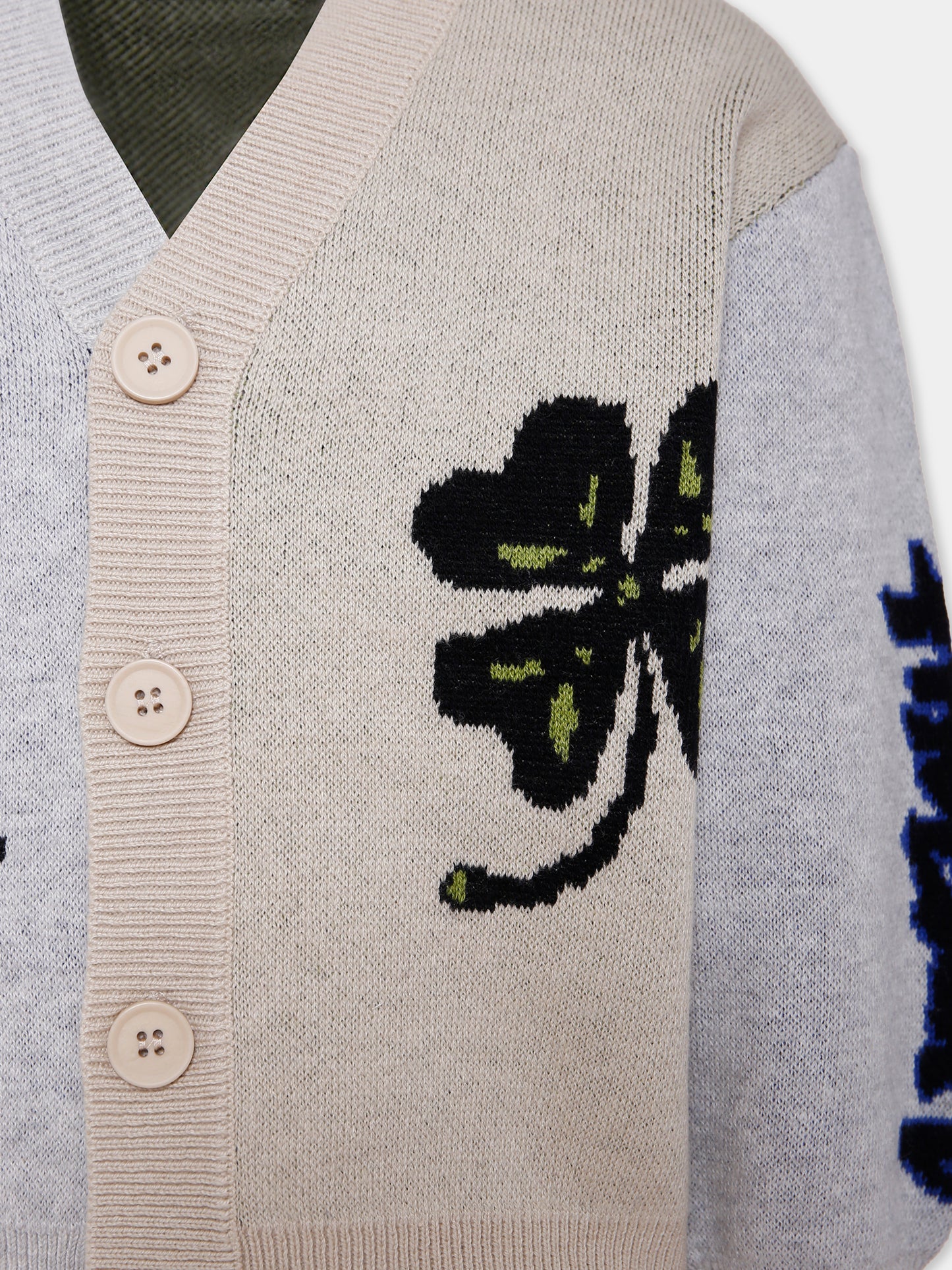 Cardigan Burt multicolor per bambino con alieno e quadrifoglio,Molo,1W25K301 9686