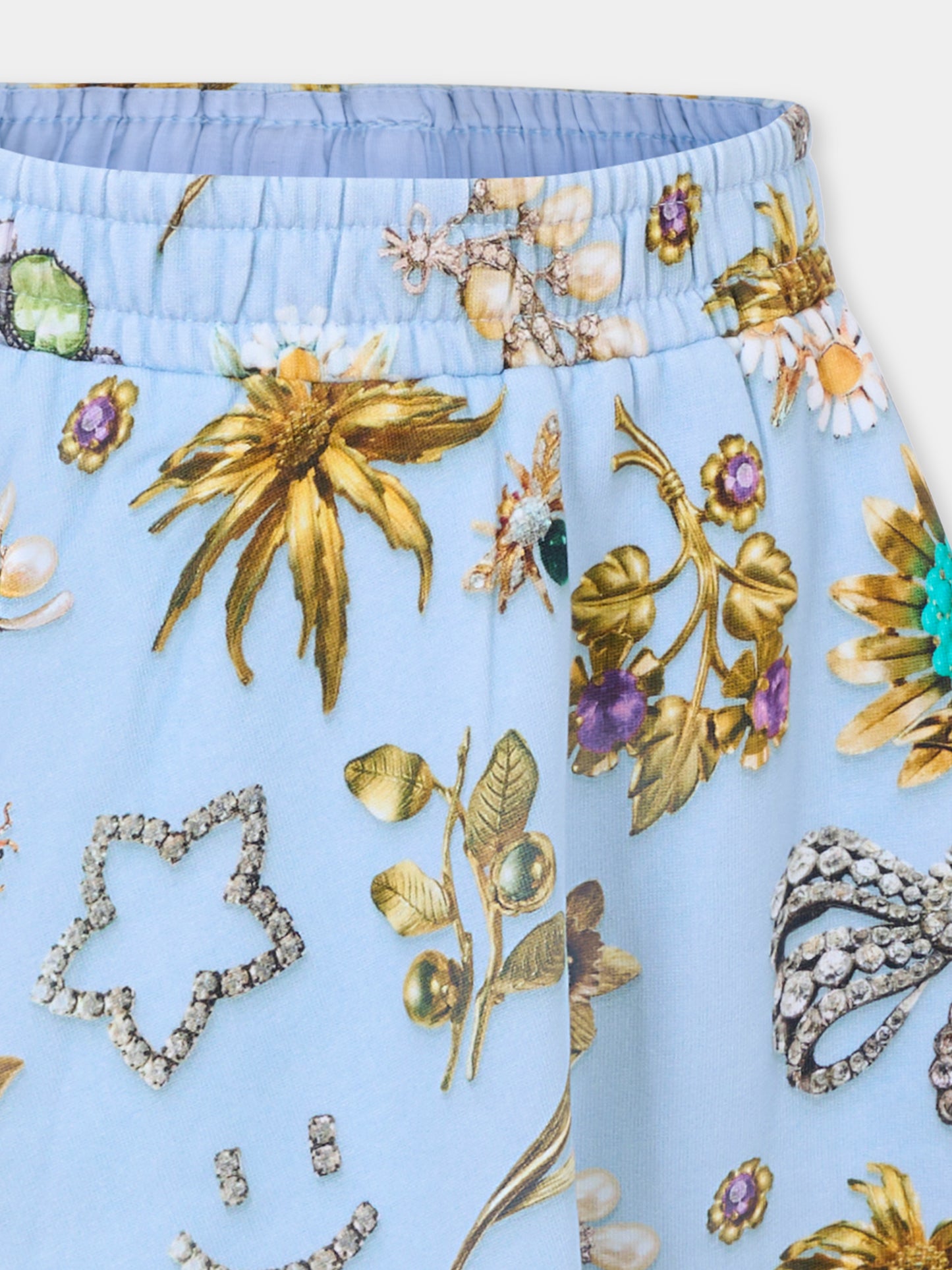 Gonna azzurra per bambina con gioielli all over,Molo,2W25D104 9379