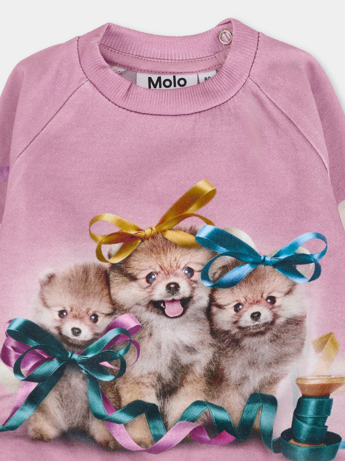 Felpa Disc rosa per neonata con cani,Molo,4W25J202 9704