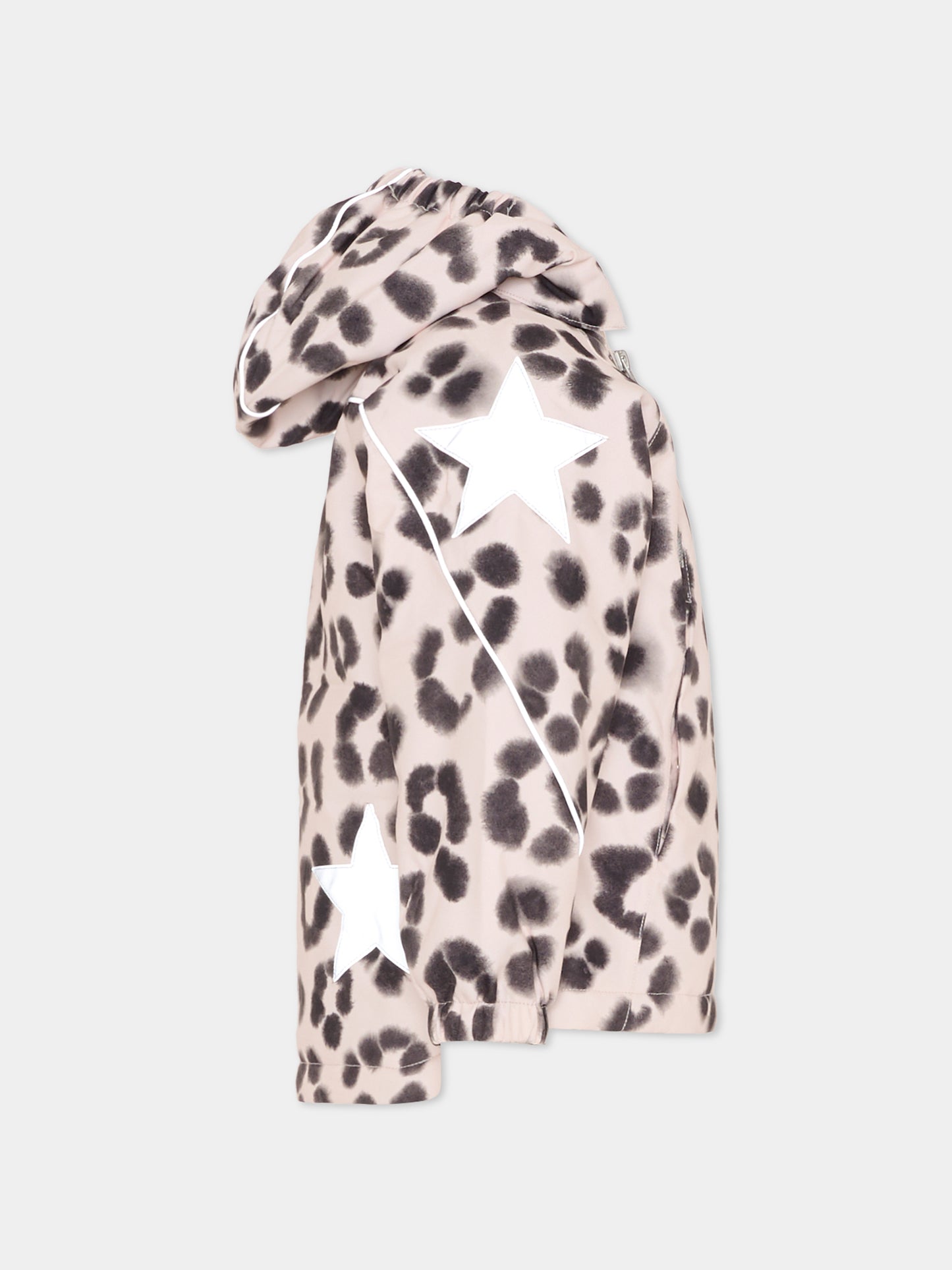 Piumino da neve Hopla beige per bambina con stampa animalier,Molo,5W25M316 9363