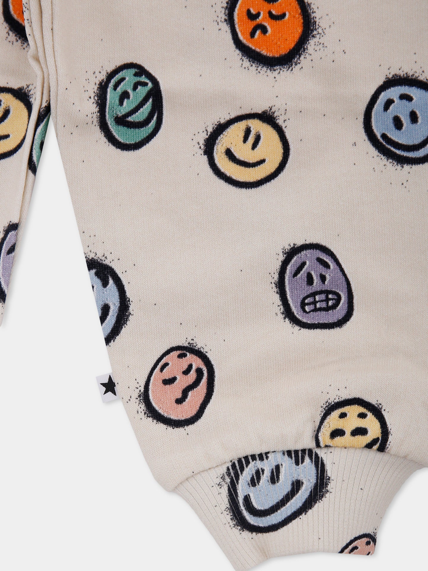 Pantaloni Simeon avorio per neonati con smile all over,Molo,6W25I203 9400