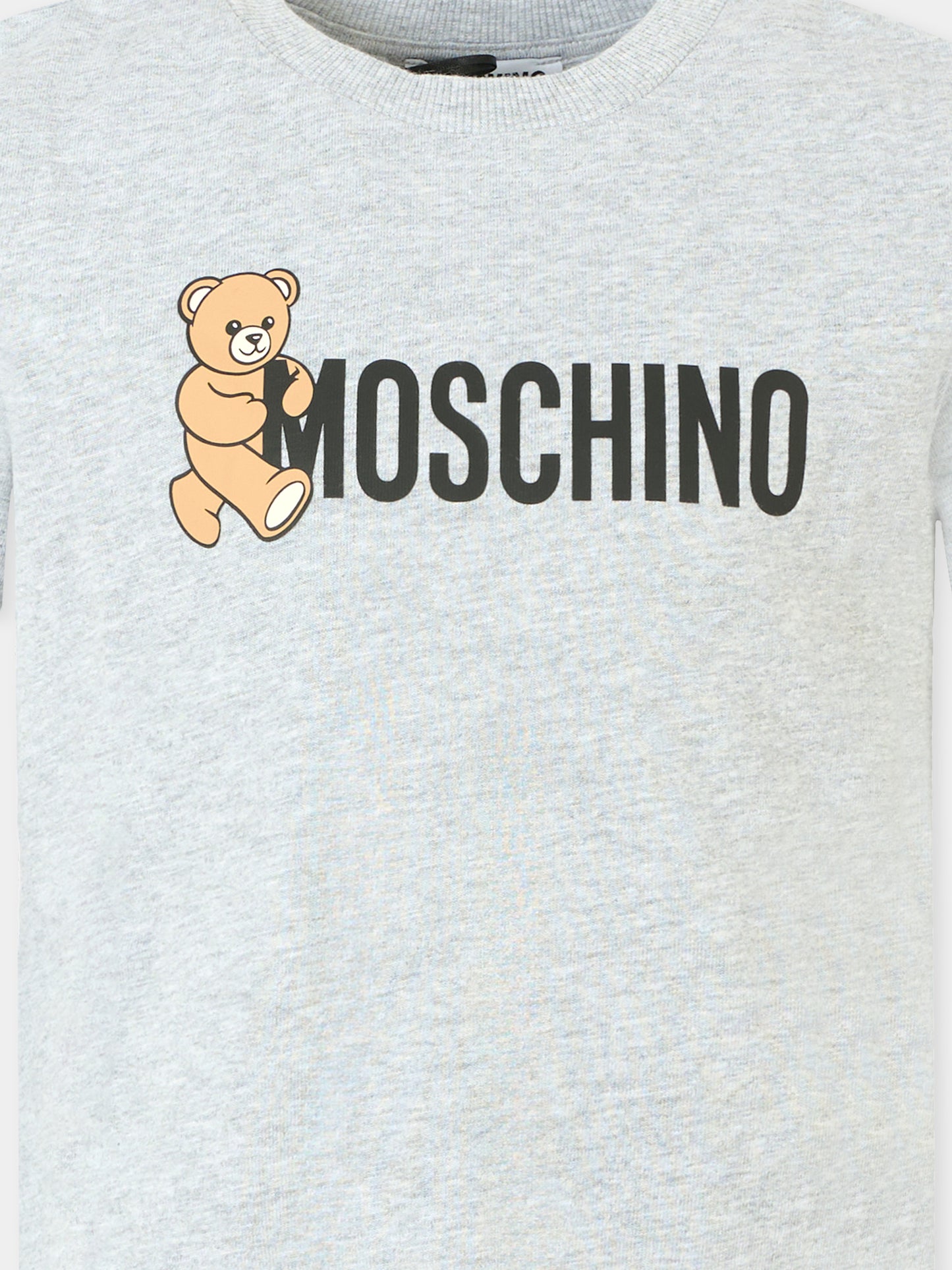 T-shirt grigia per bambini con Teddy Bear e logo,Moschino Kids,HPM058 LAA34 60901