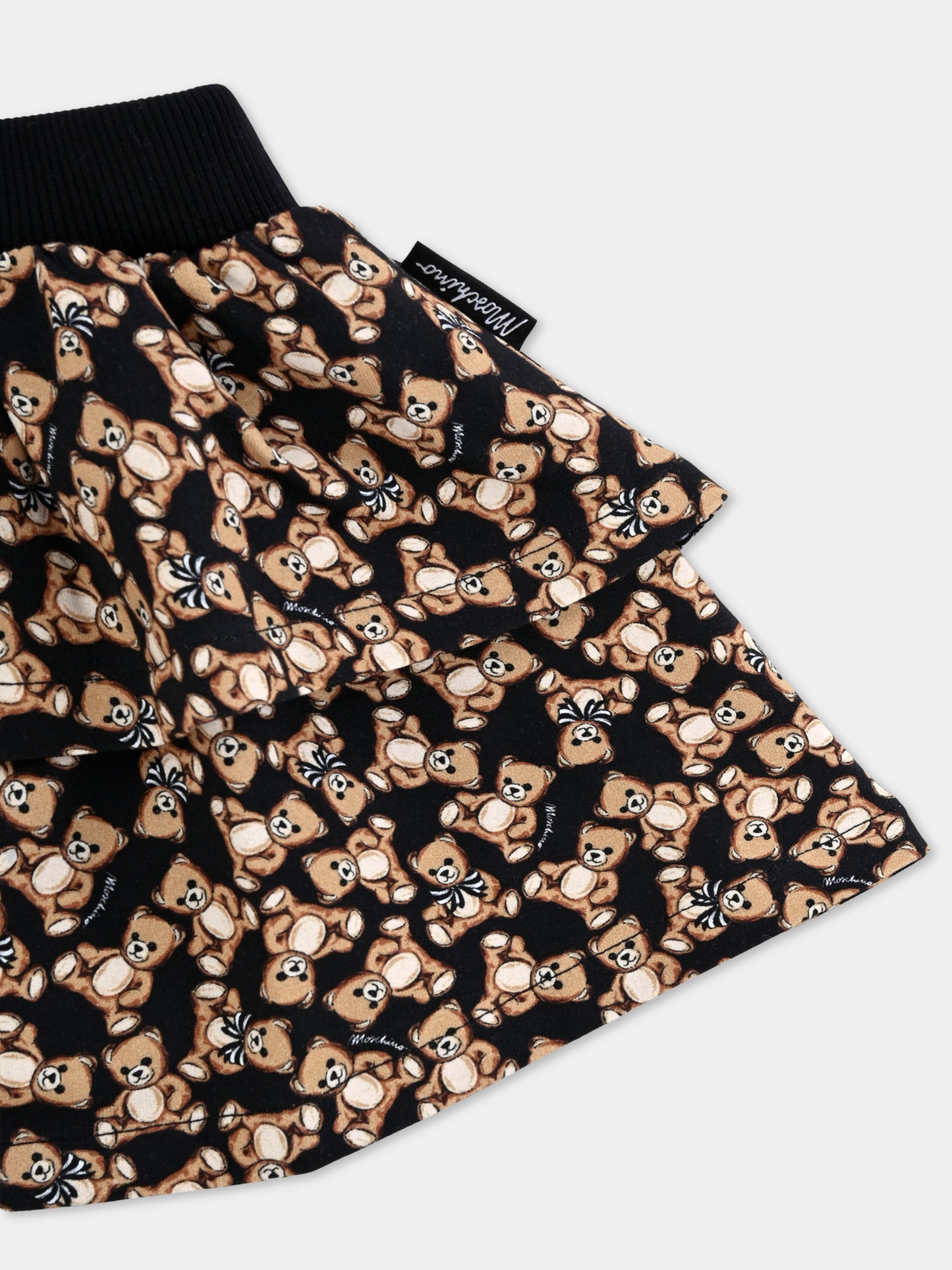 Gonna nera per neonata con Teddy Bear all over,Moschino Kids,MDJ01N LDB5C 84923