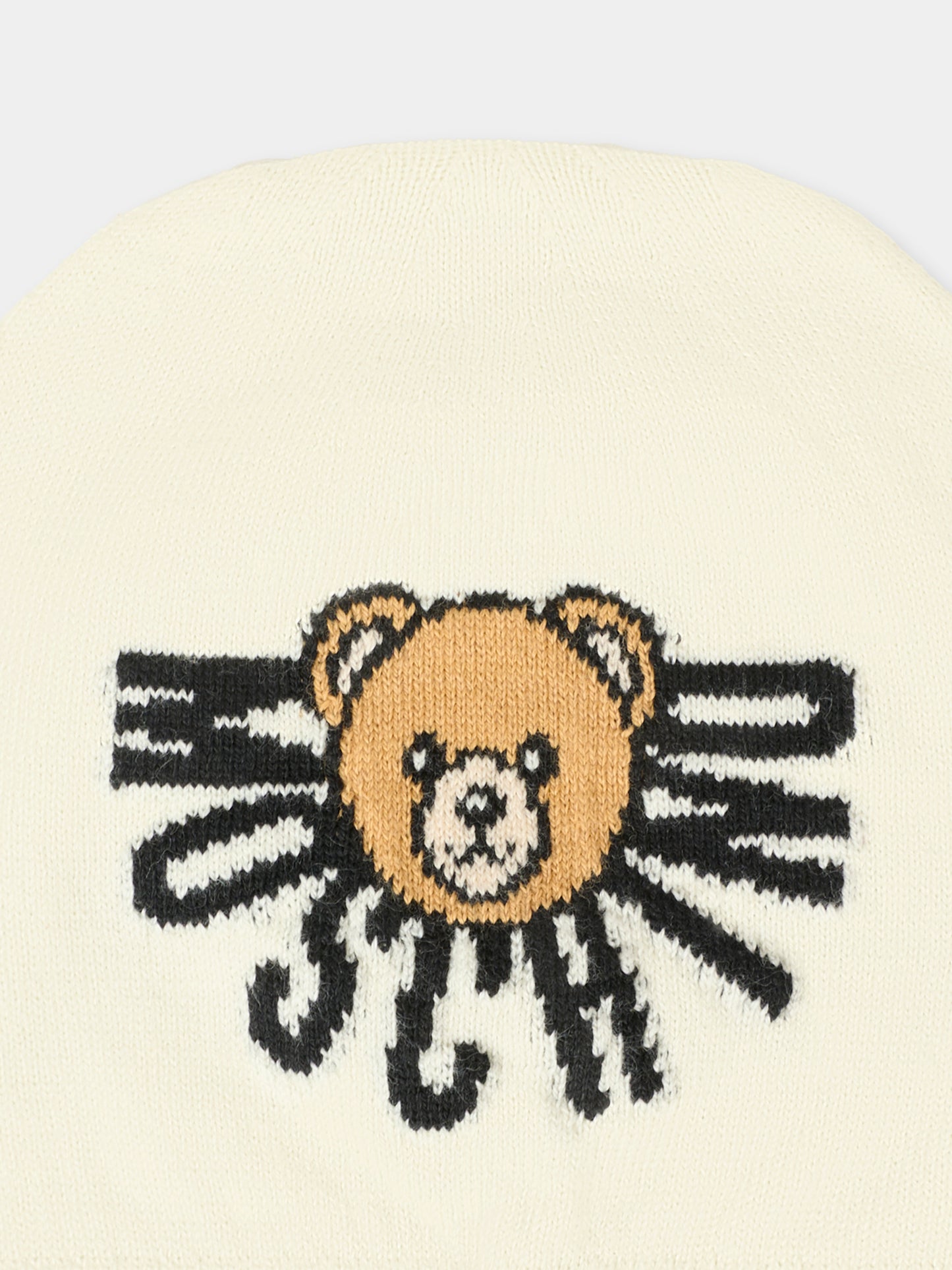 Berretto avorio per neonati con Teddy Bear,Moschino Kids,MUX05K LHE43 10063