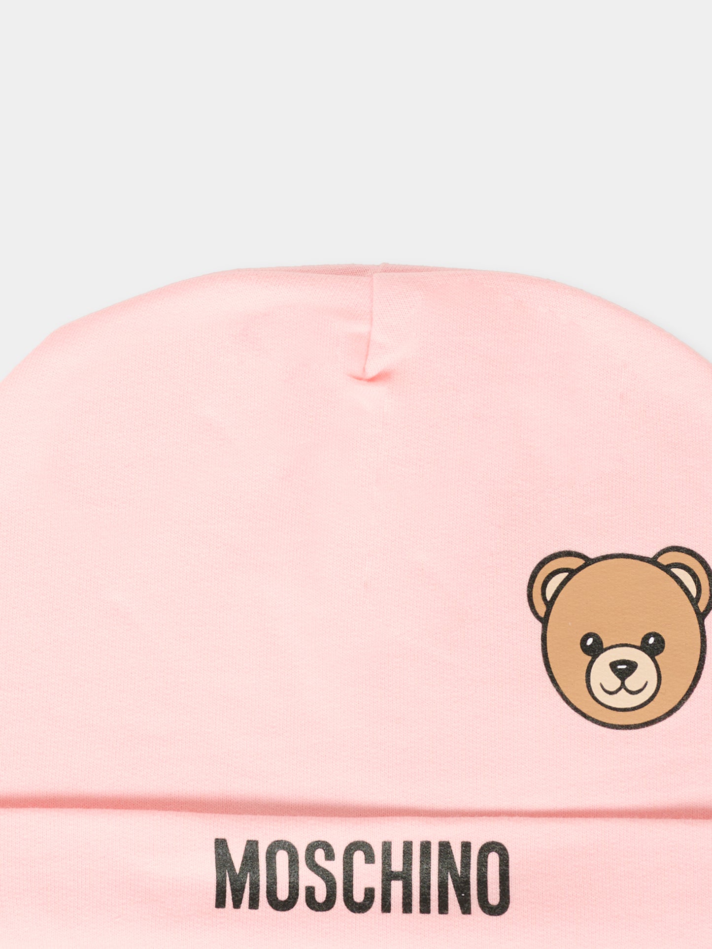 Berretto rosa per neonata con Teddy Bear,Moschino Kids,MUX05L LCA40 50209