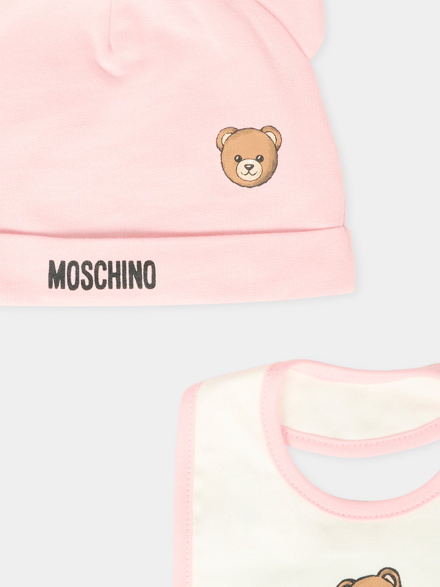 Set rosa per neonata con Teddy Bear e logo,Moschino Kids,MUY08L LCA40 50209