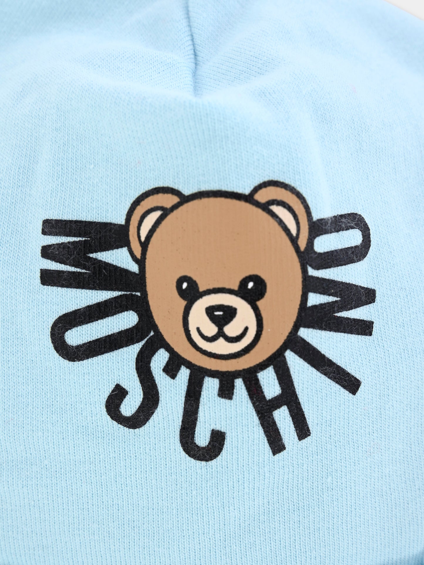 Berretto celeste per neonato con Teddy Bear,Moschino Kids,MXX031 LDA17 40304