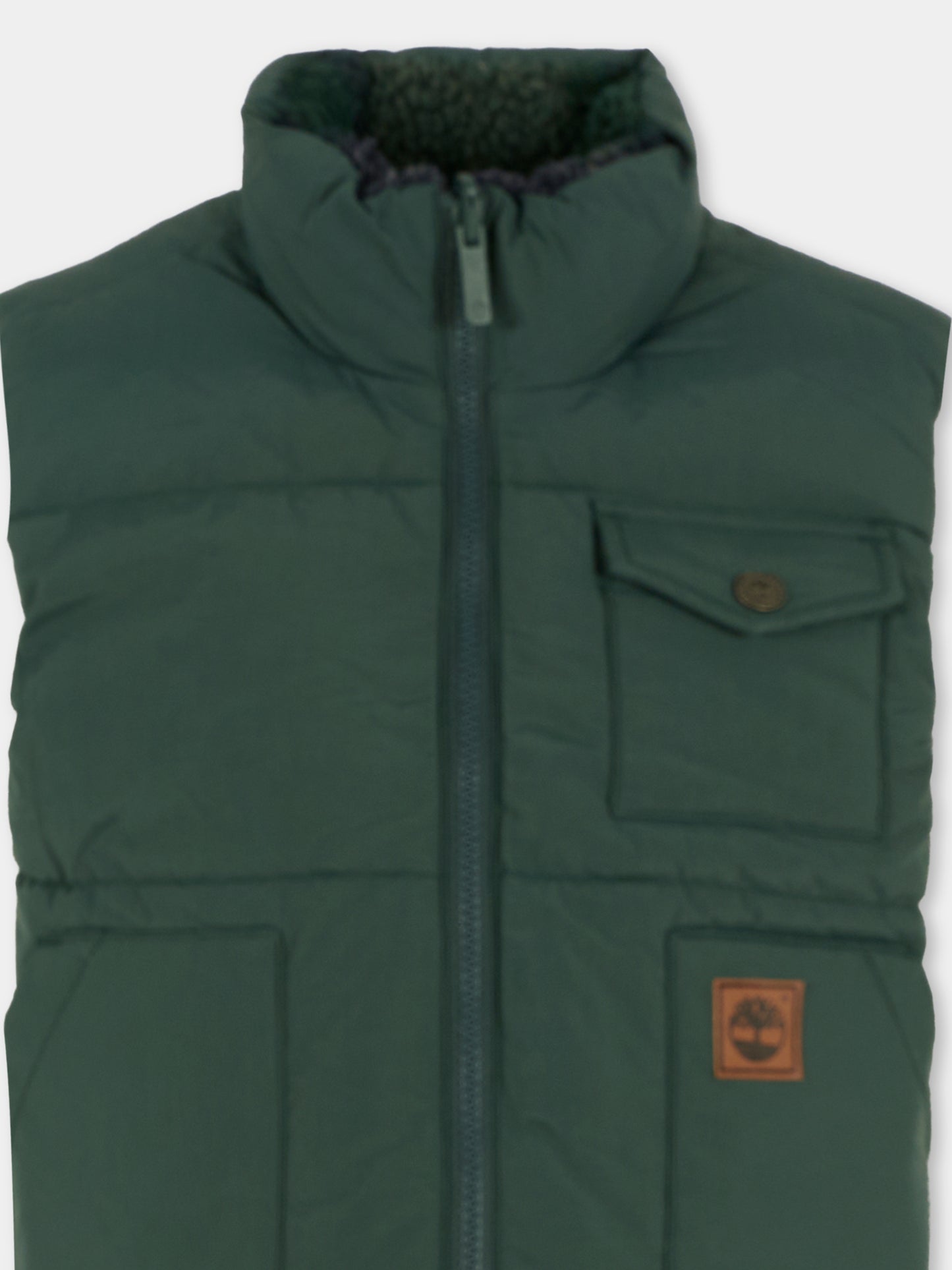 Gilet reversibile verde per bambino con patch,Timberland,T60547 672