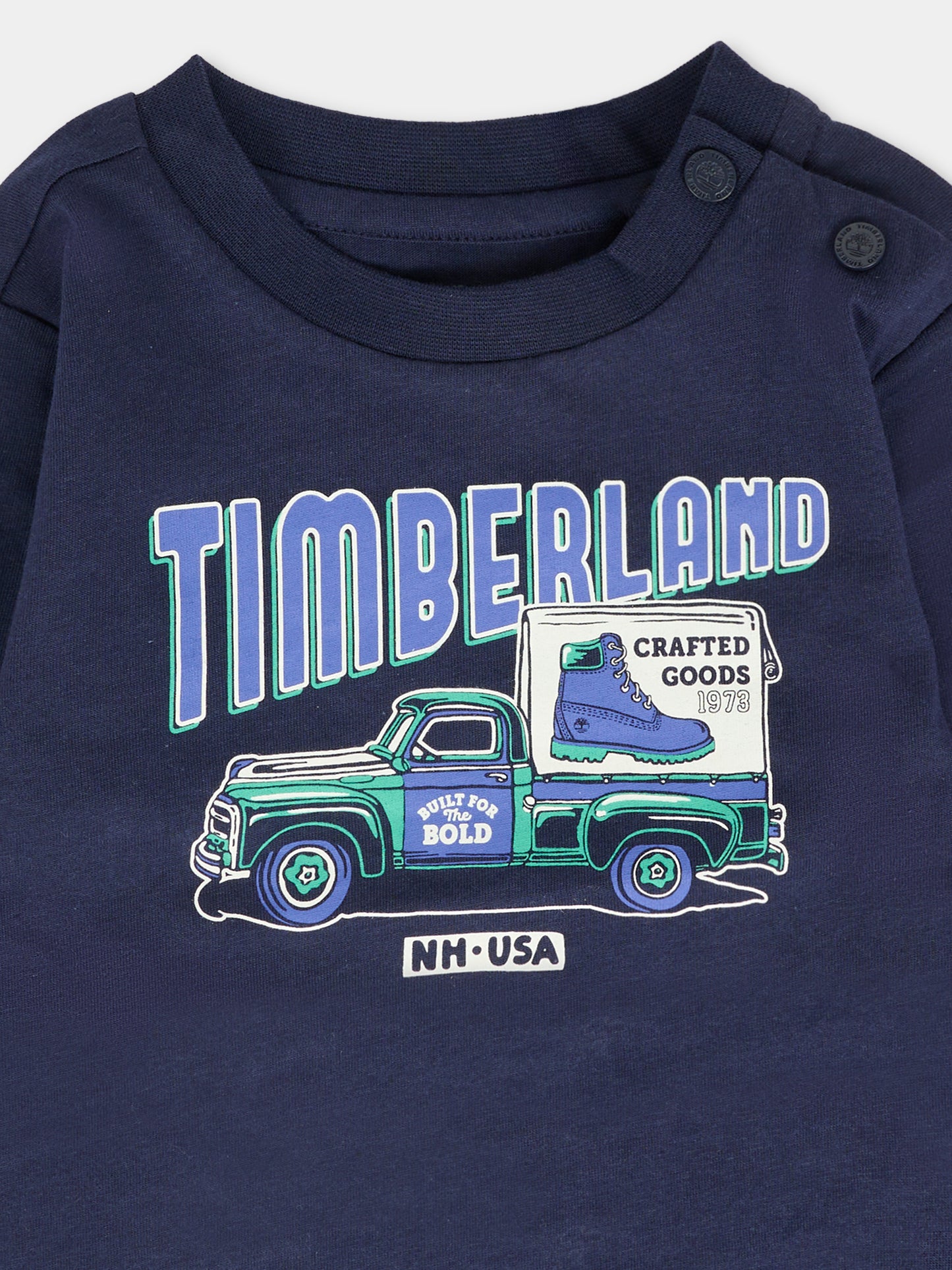 T-shirt blu per neonato con automobile,Timberland,T60586 85T
