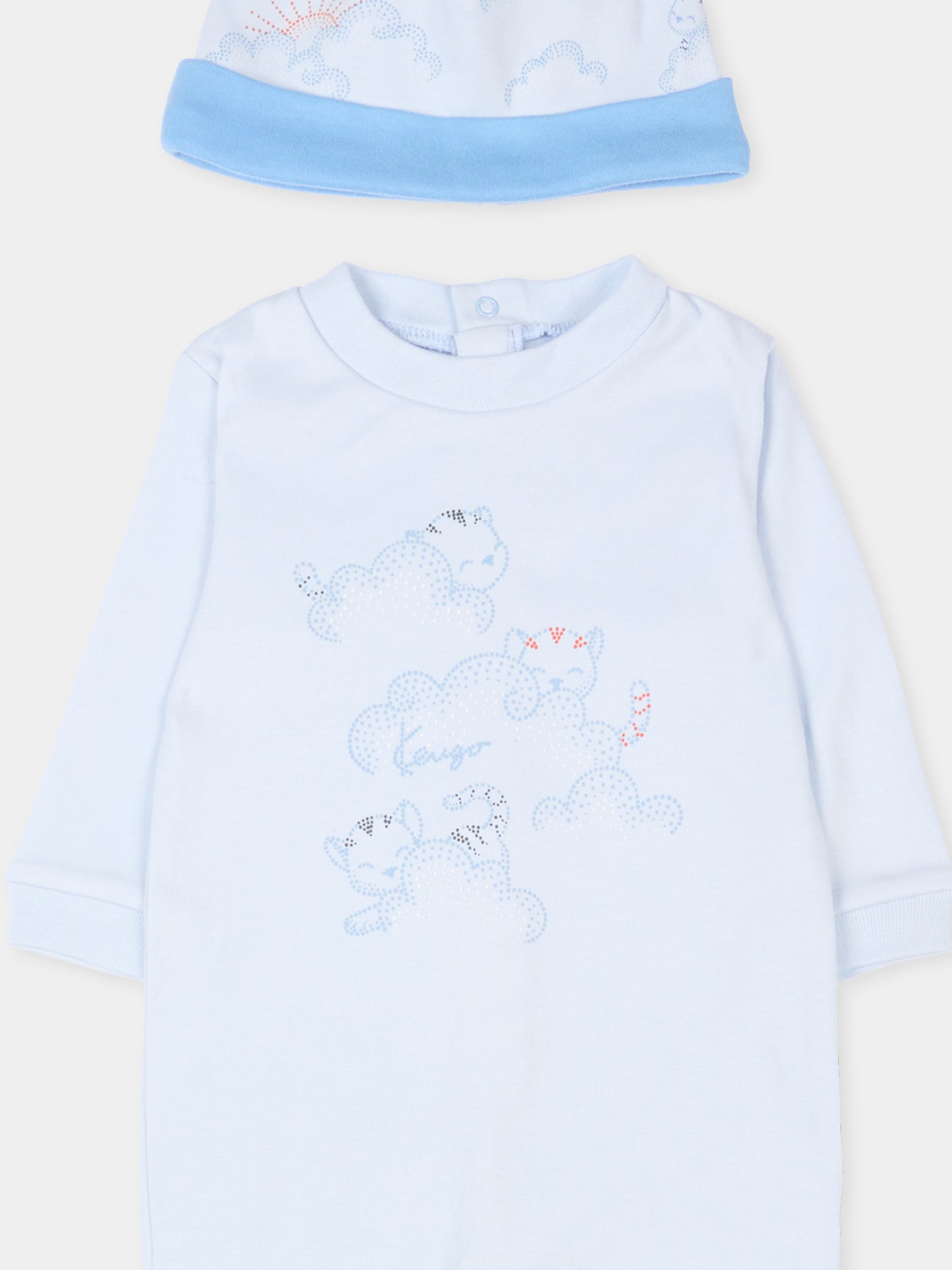 Set tutina azzurra per neonato con tigre,Kenzo Kids,K61245 771