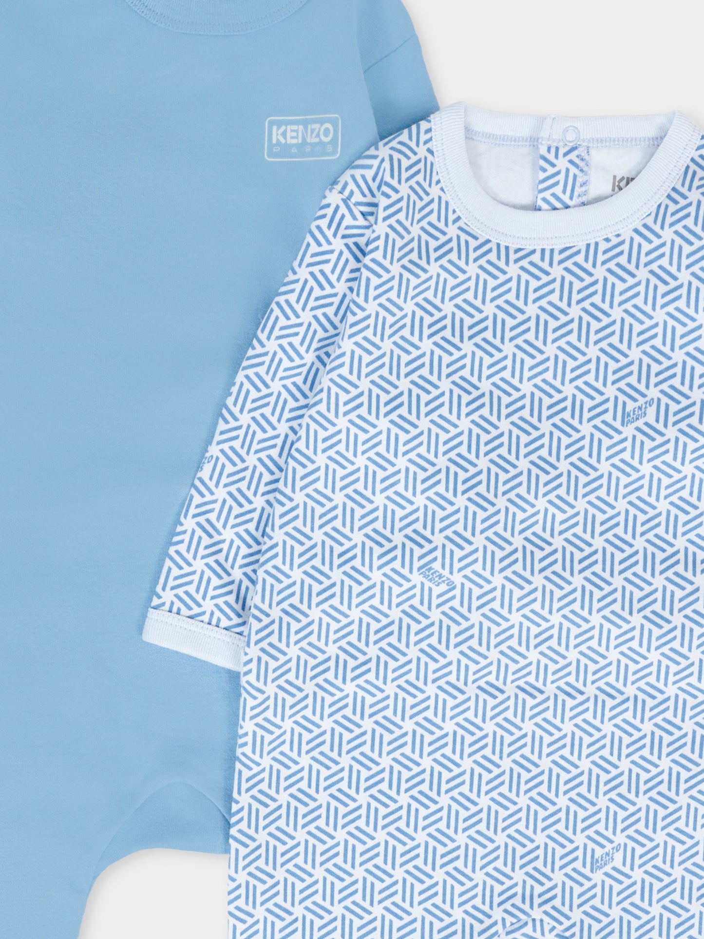 Set tutina azzurro per neonato con motivo geometrico,Kenzo Kids,K61256 77A