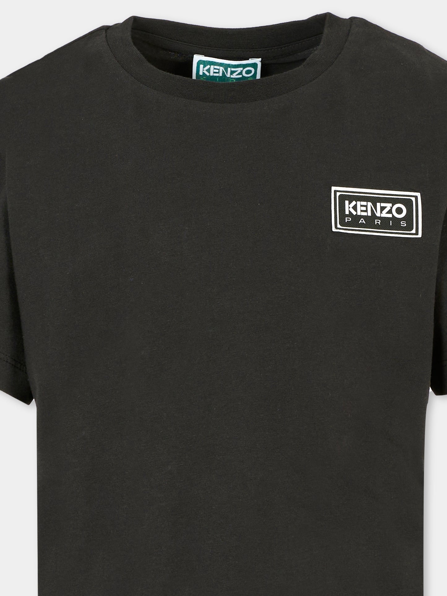T-shirt nera per bambini con logo,Kenzo Kids,K61551 095